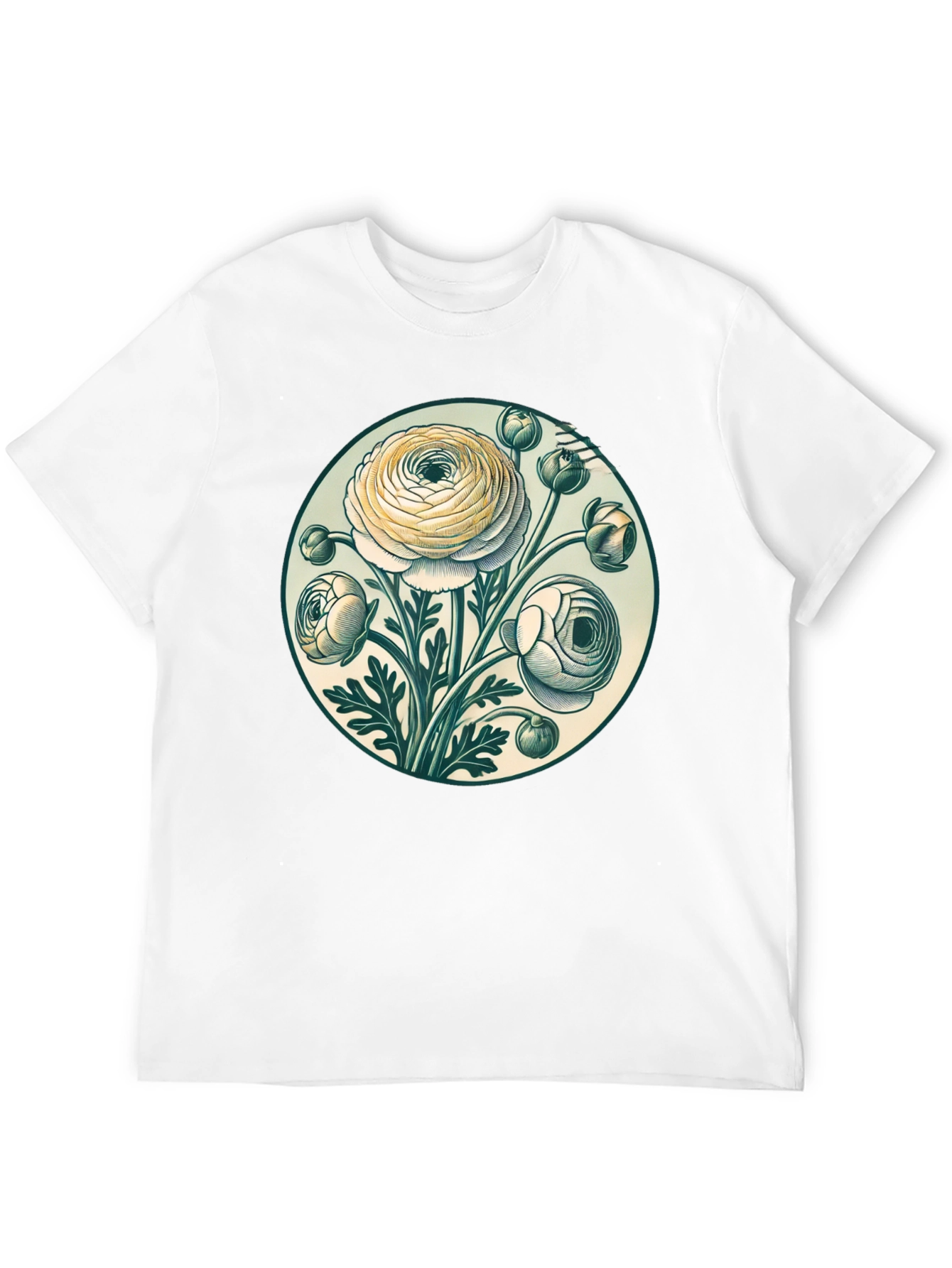 Floral Graphic Tee - Botanical Art Black T-Shirt