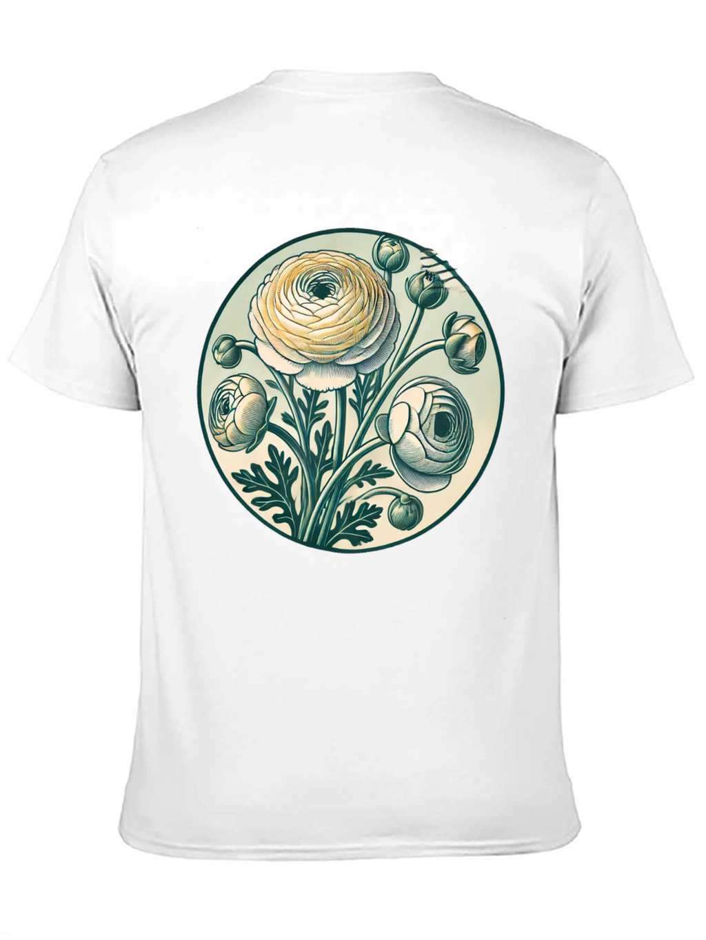 Floral Graphic Tee - Botanical Art Black T-Shirt
