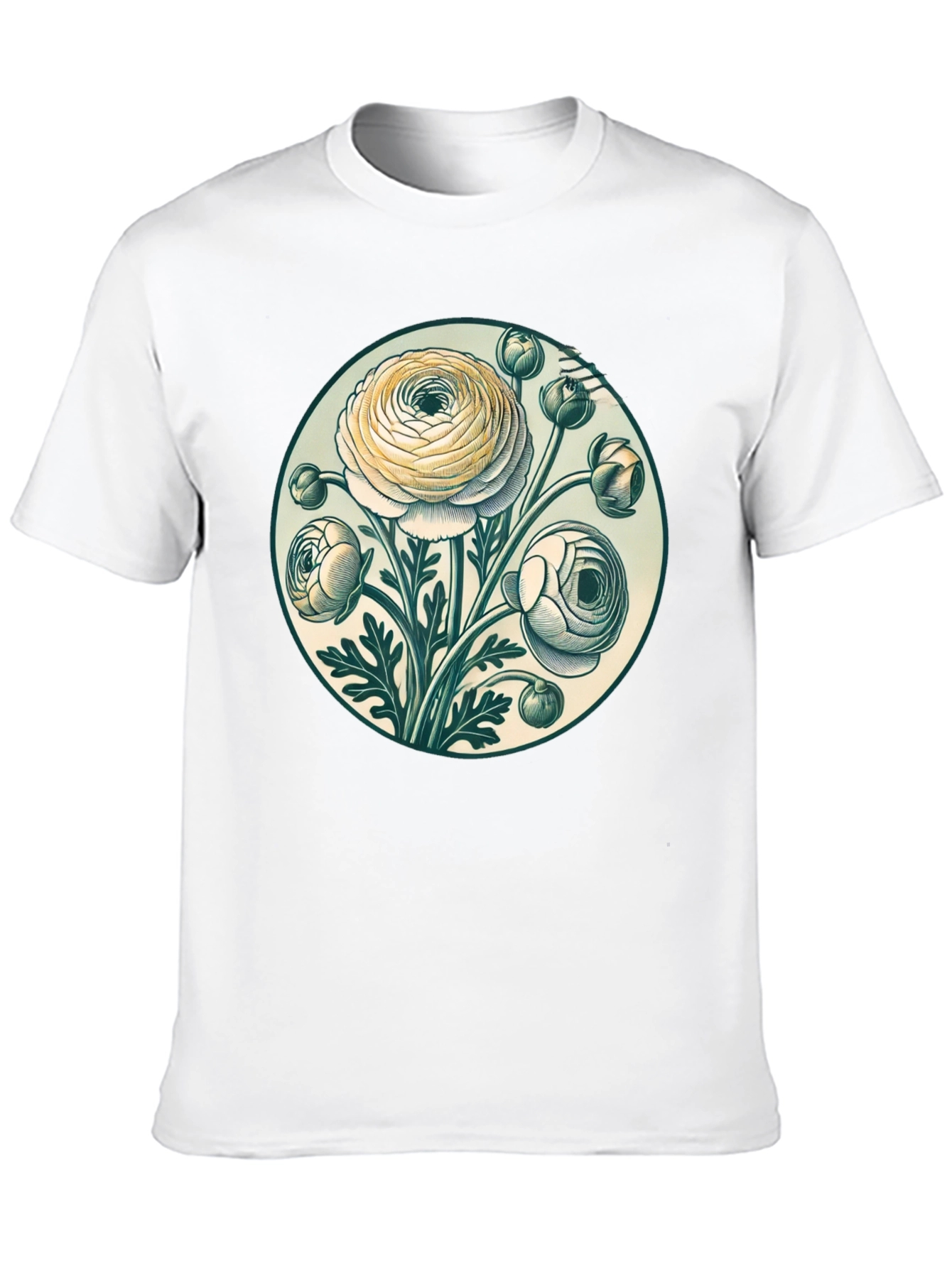 Floral Graphic Tee - Botanical Art Black T-Shirt