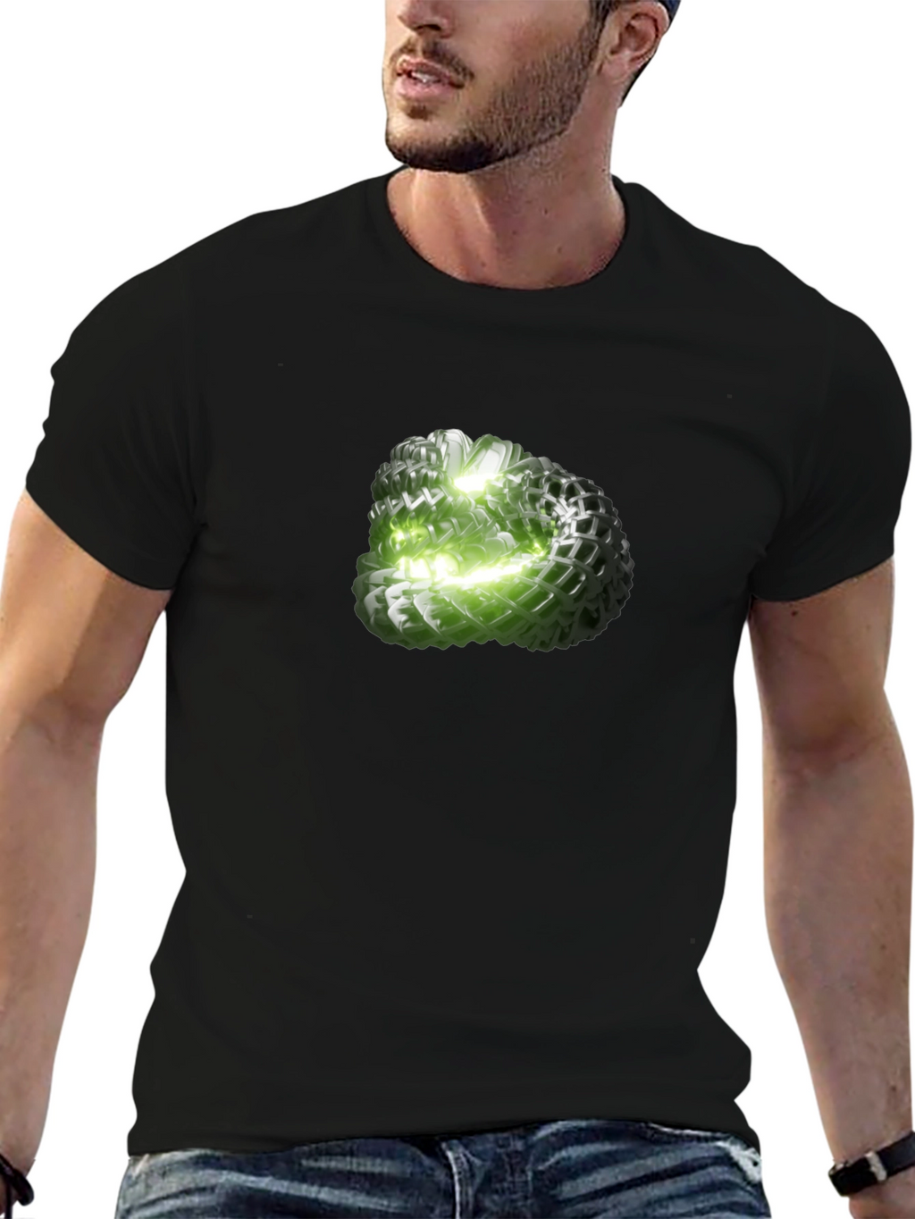 Abstract Green Orb Graphic Tee - Modern Design