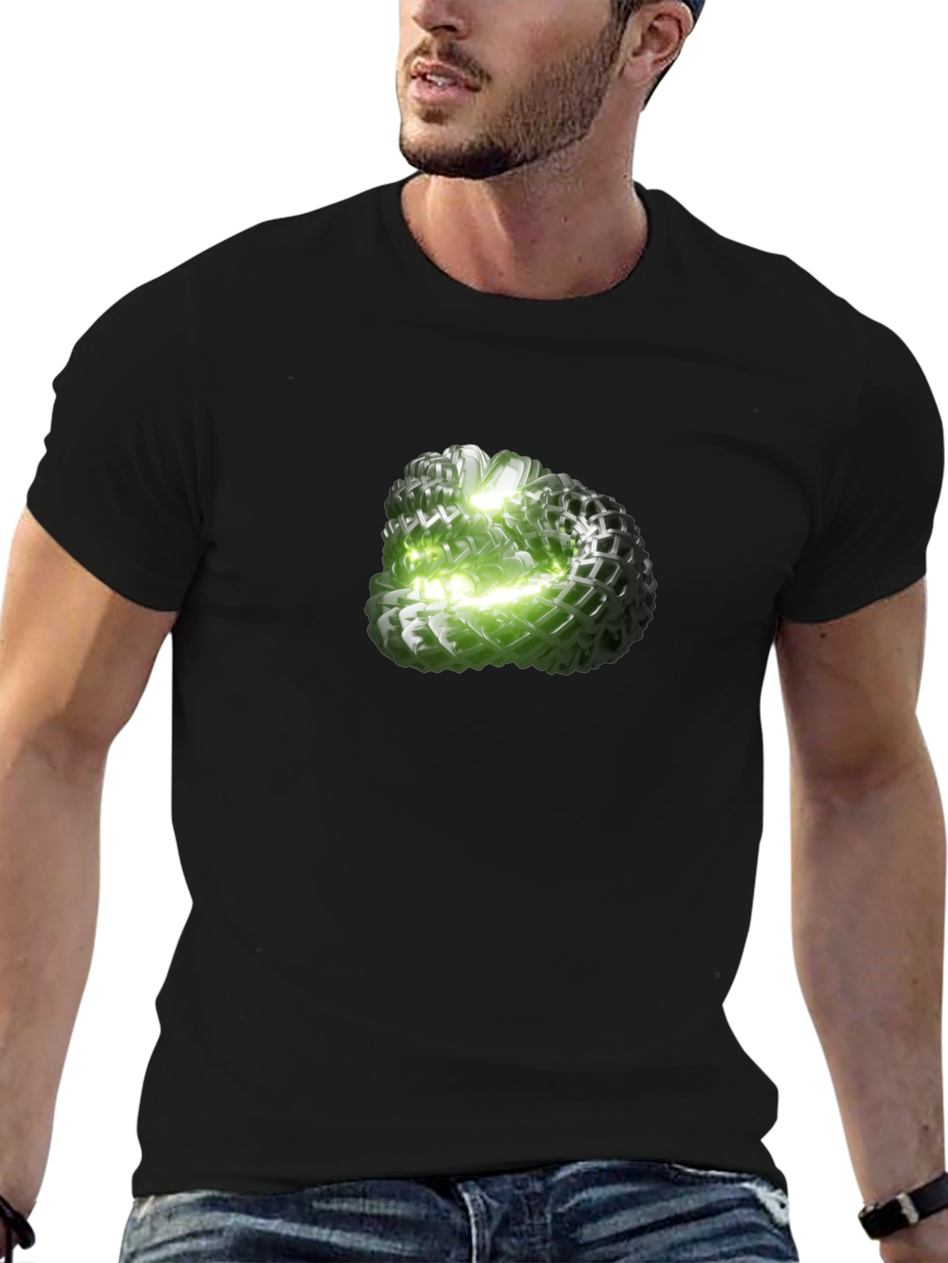 Abstract Green Orb Graphic Tee - Modern Design