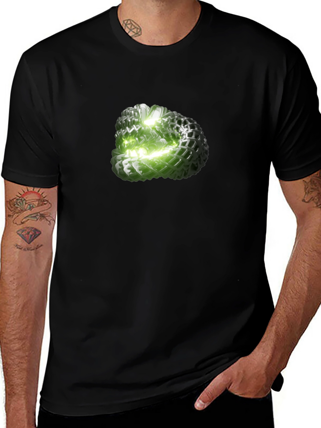 Abstract Green Orb Graphic Tee - Modern Design