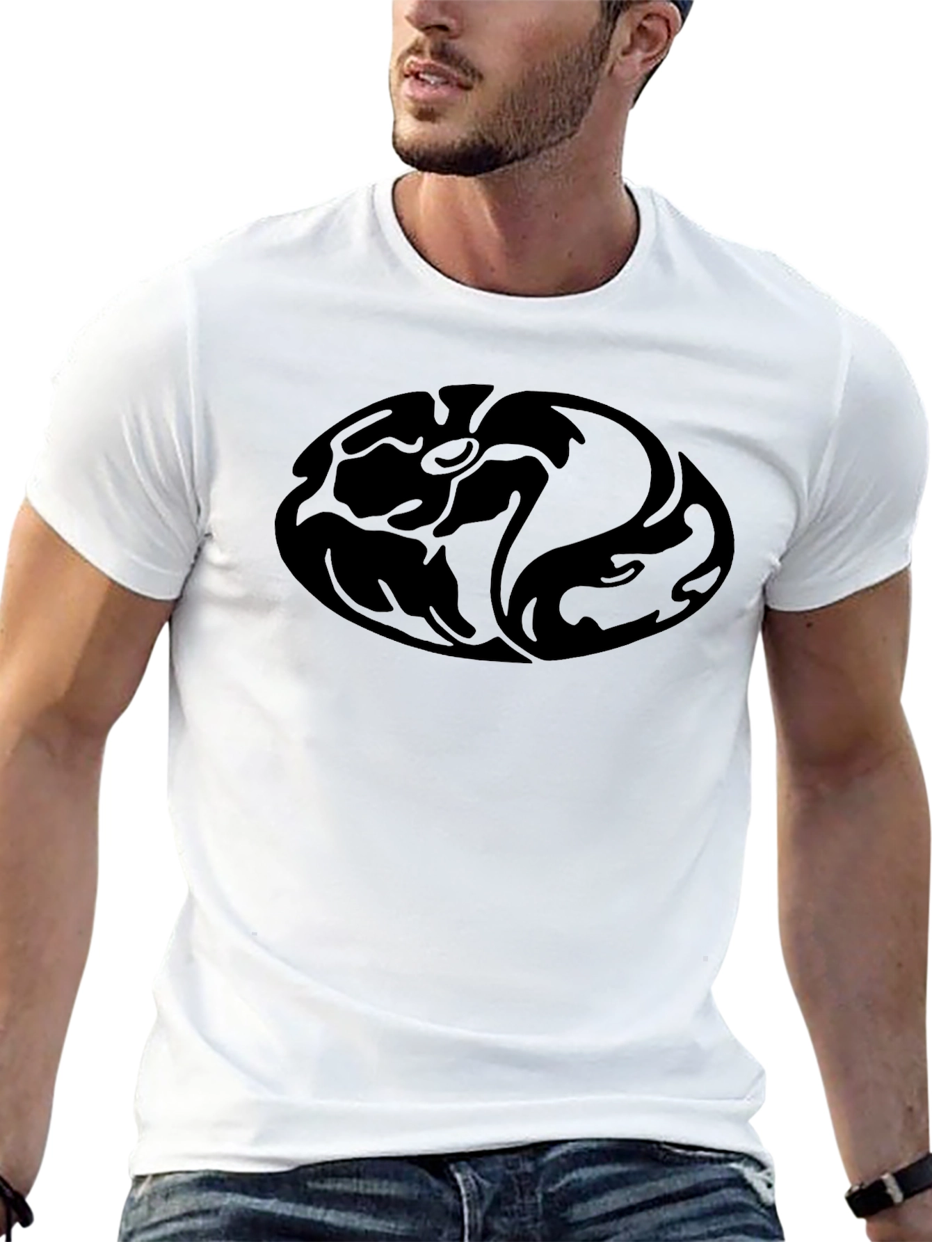 Black T-Shirt with Abstract Design