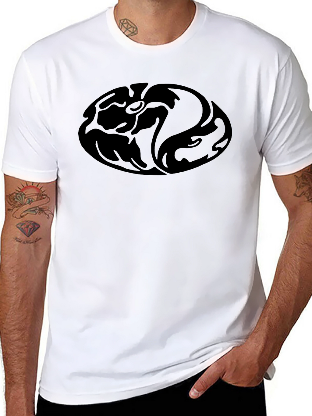Black T-Shirt with Abstract Design