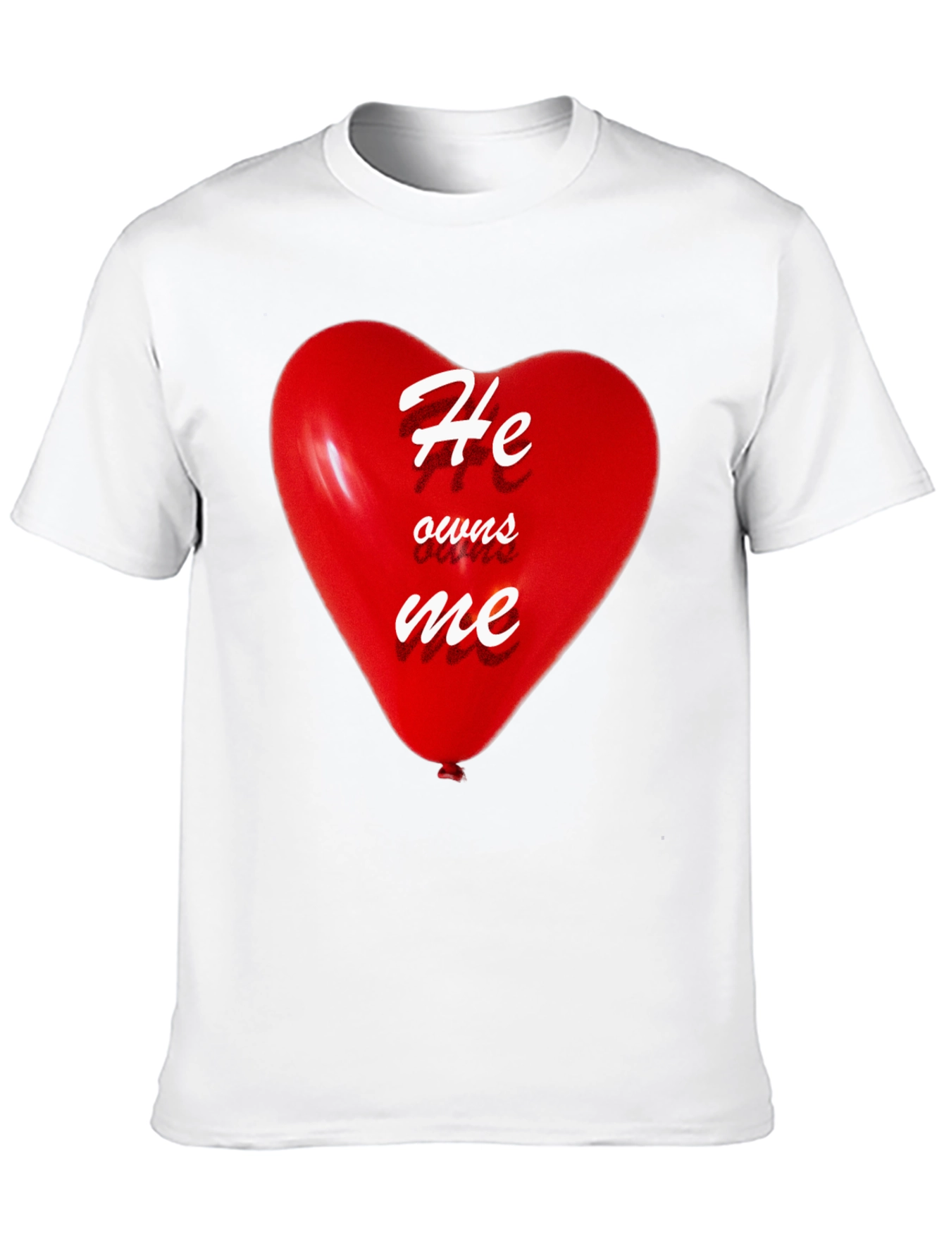 He Owns Me Heart Balloon Black T-Shirt