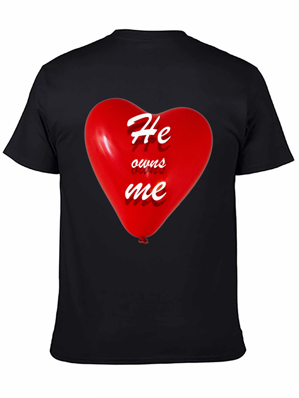 He Owns Me Heart Balloon Black T-Shirt