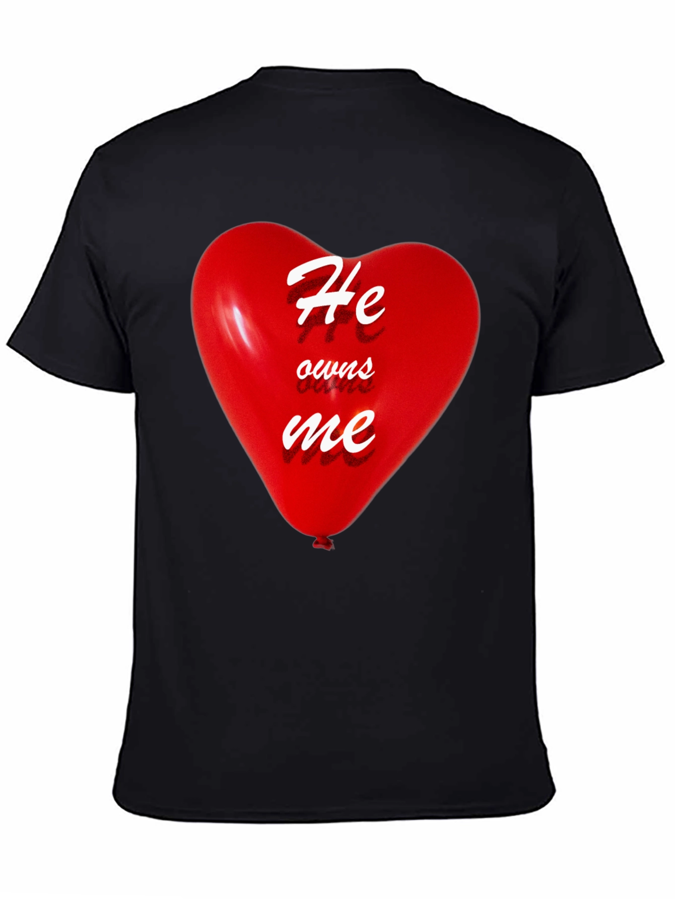 He Owns Me Heart Balloon Black T-Shirt