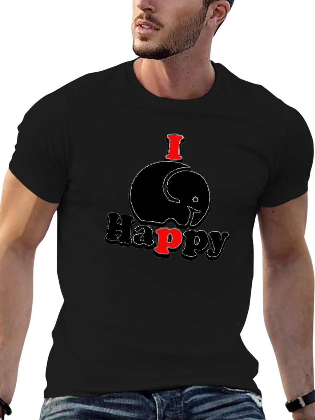 I Elephant Happy Mens T-Shirt