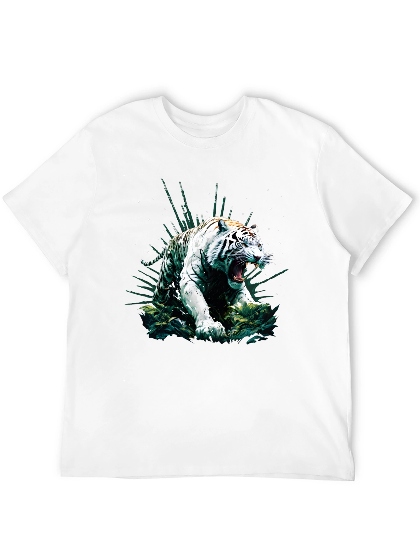 Roaring White Tiger Graphic T-Shirt