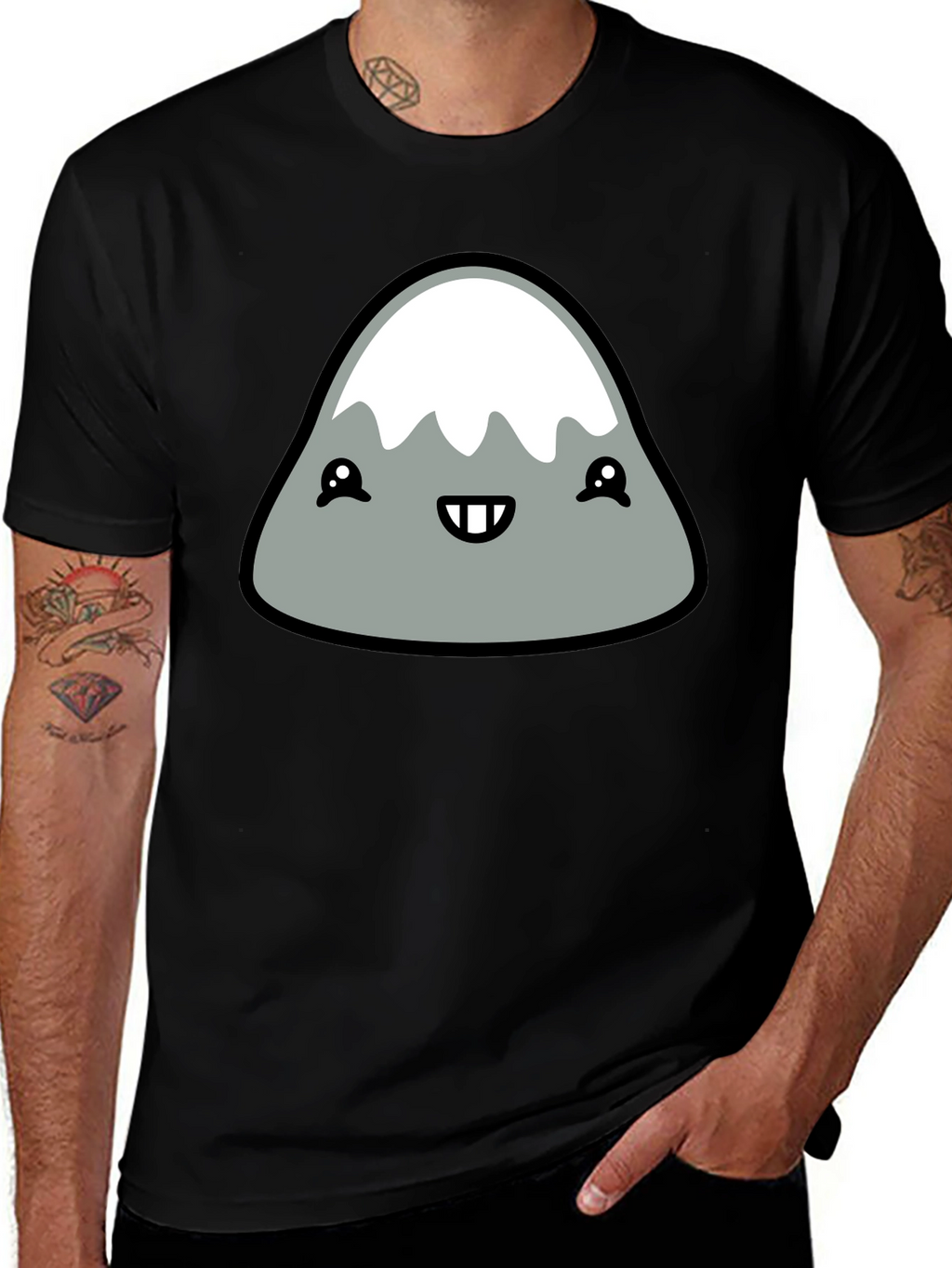 Cute Mountain Graphic Tee - Black T-Shirt