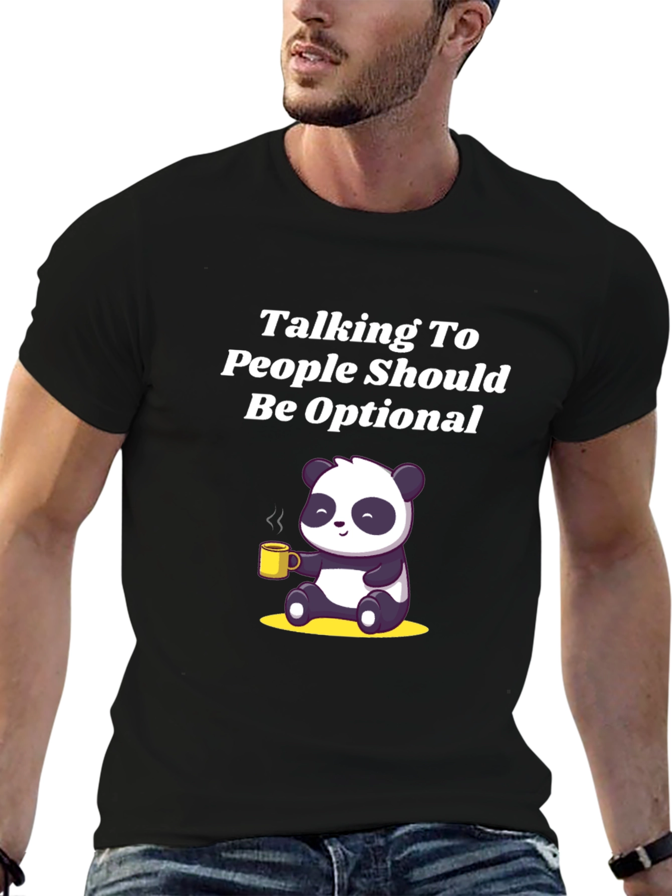 Optional Talking Panda Black T-Shirt