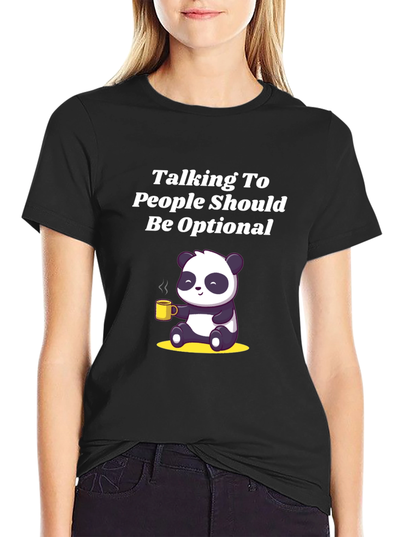 Optional Talking Panda Black T-Shirt