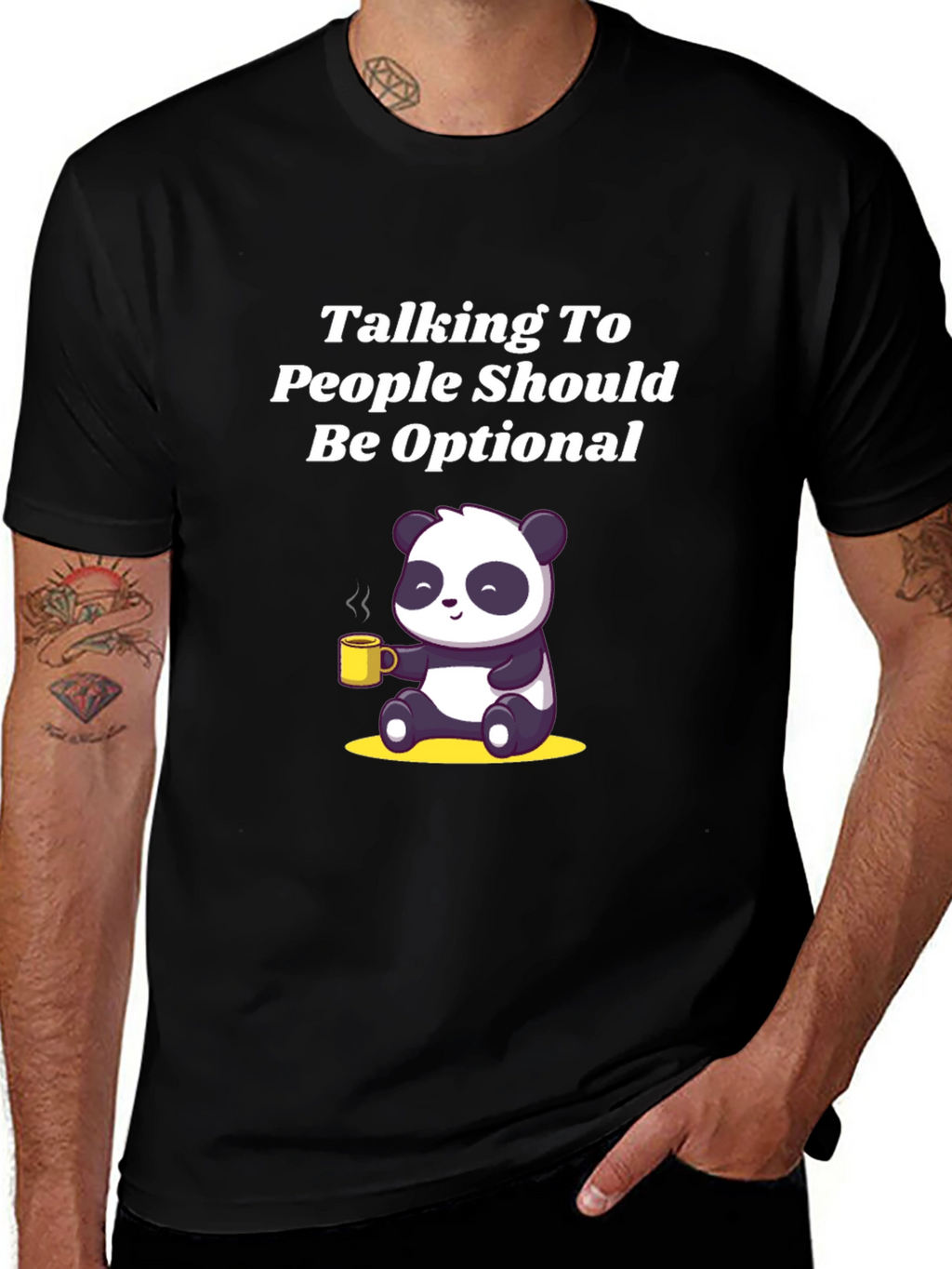Optional Talking Panda Black T-Shirt