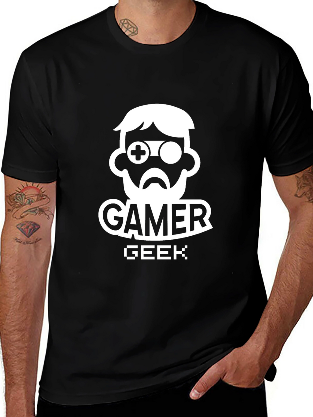 Gamer Geek Graphic Tee - Black Cotton T-Shirt