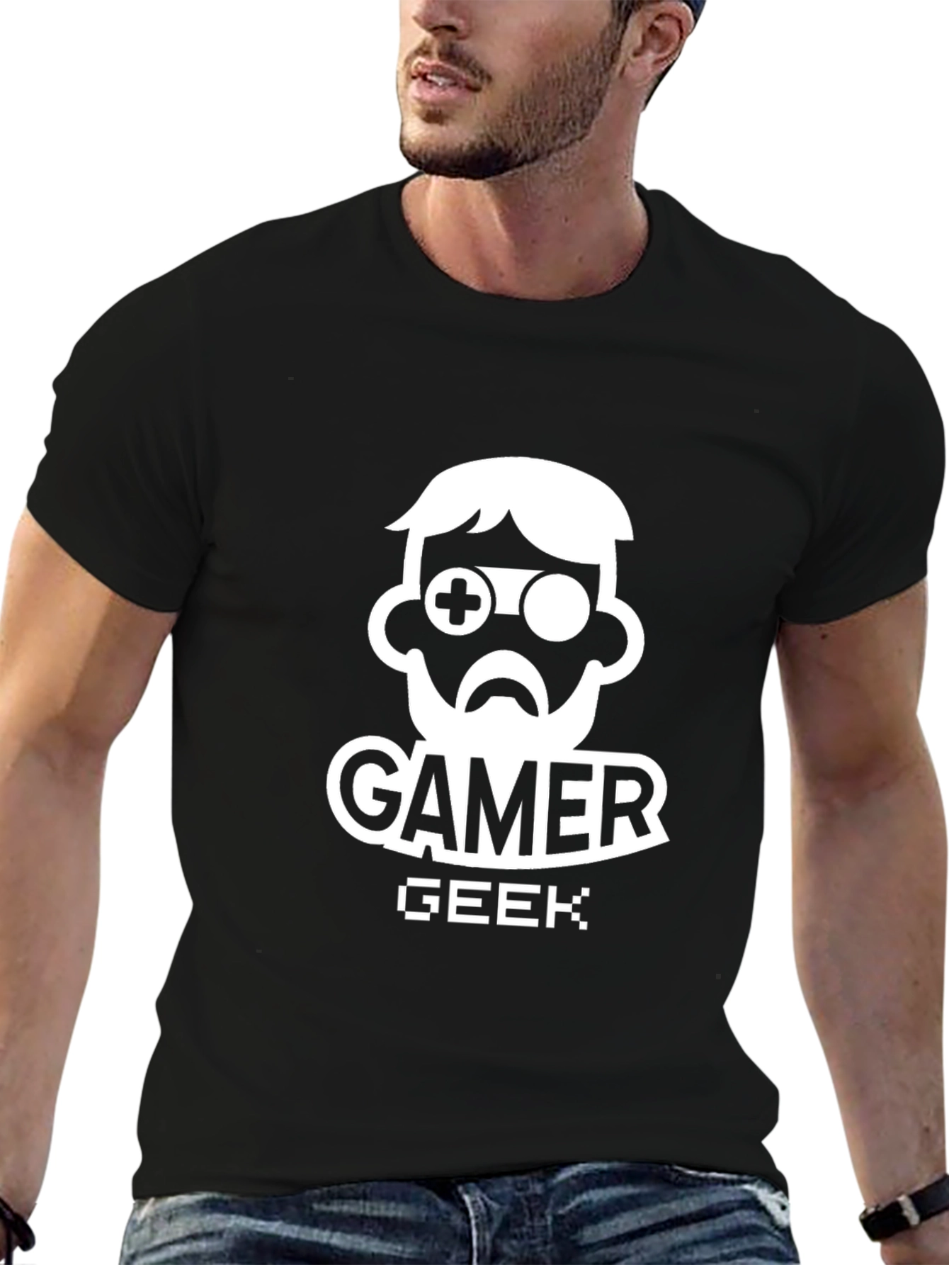 Gamer Geek Graphic Tee - Black Cotton T-Shirt