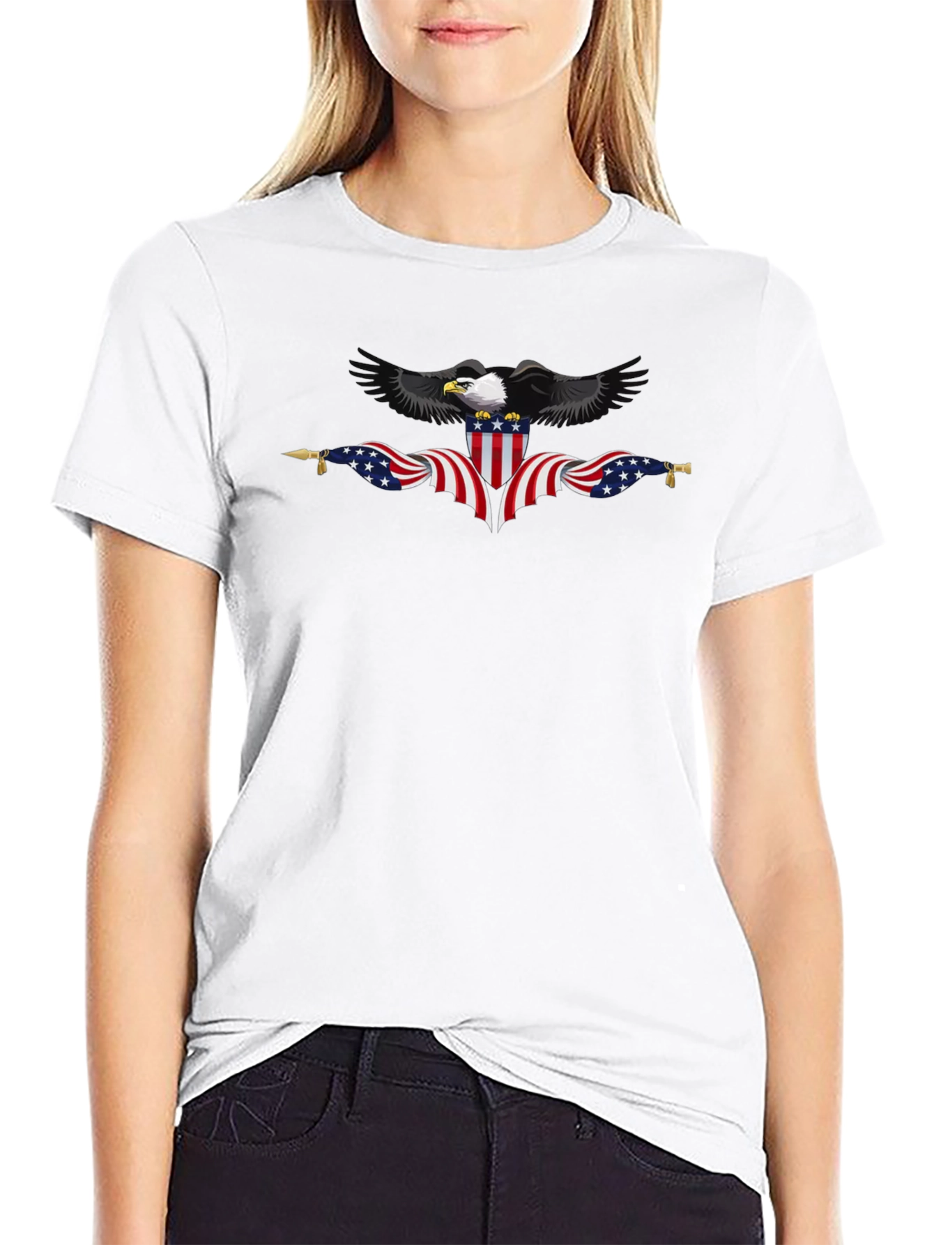 Patriotic Eagle Black T-Shirt - USA Pride