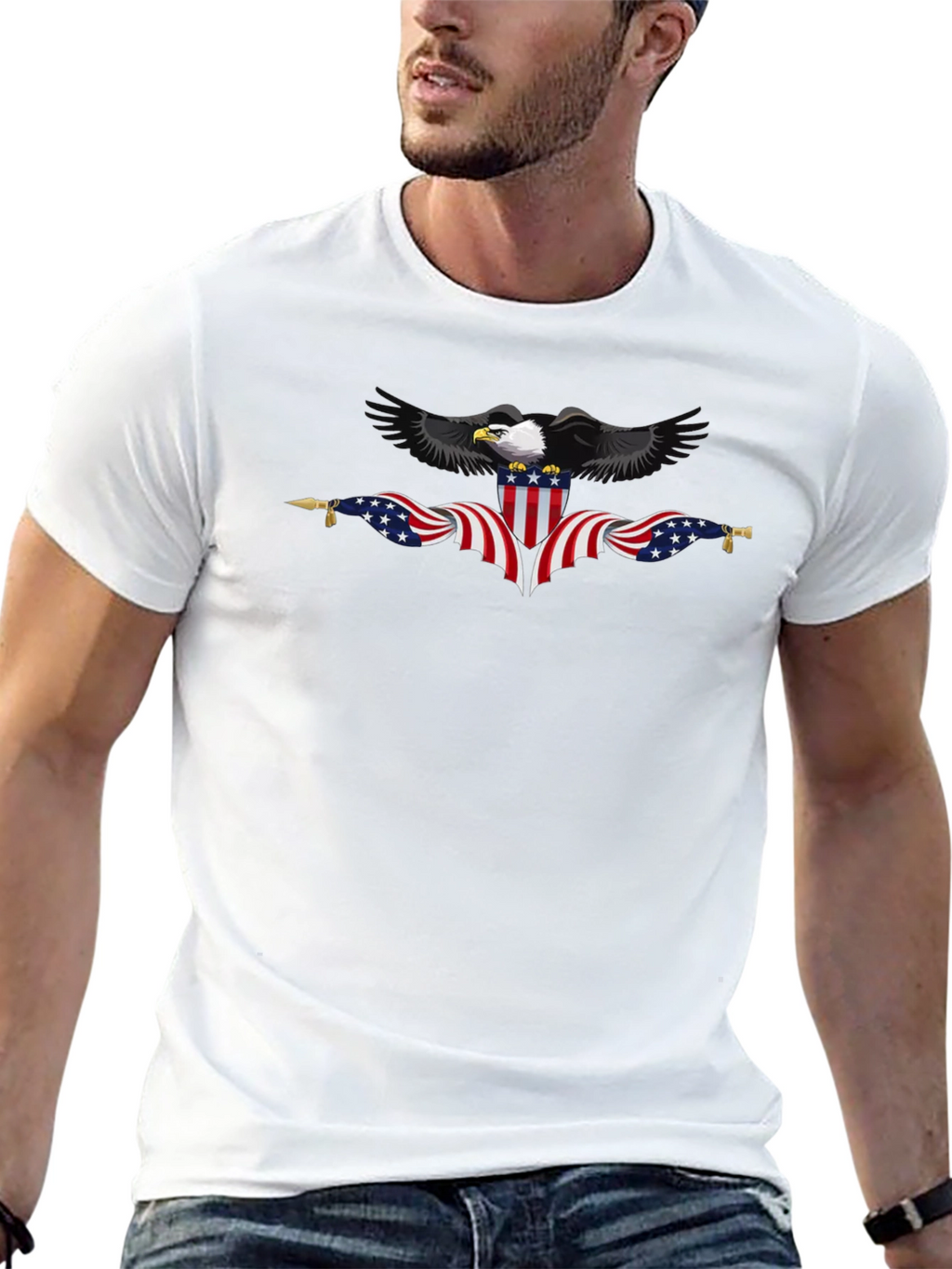 Patriotic Eagle Black T-Shirt - USA Pride