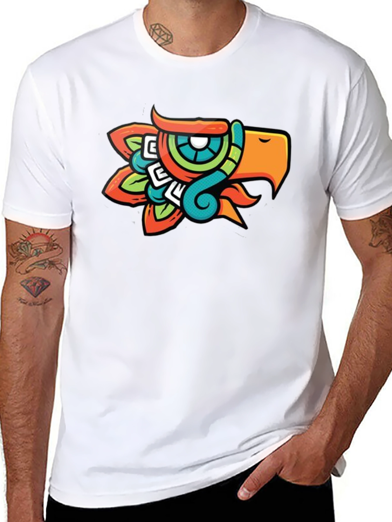 Aztec Eagle Head Graphic T-Shirt