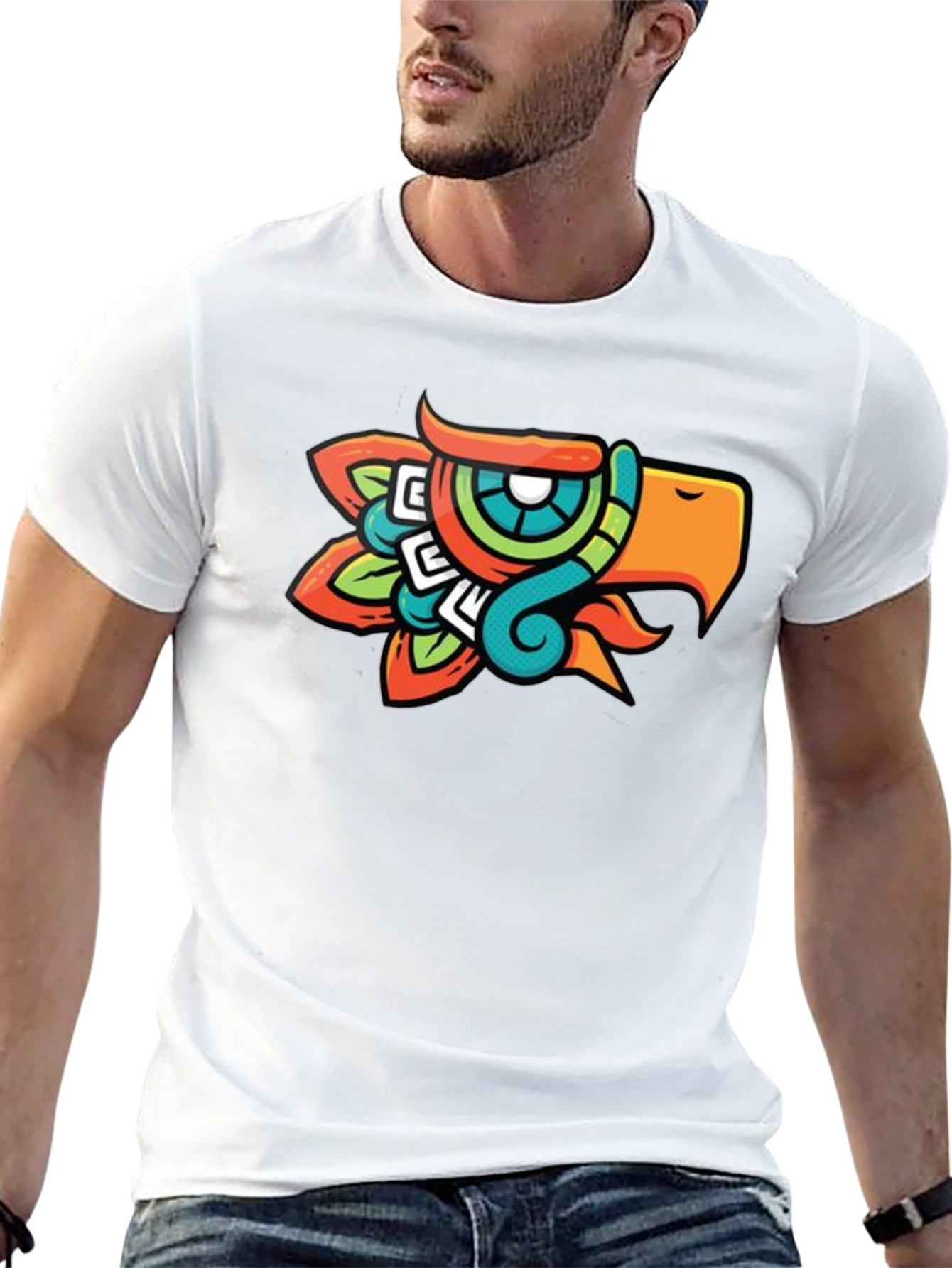 Aztec Eagle Head Graphic T-Shirt