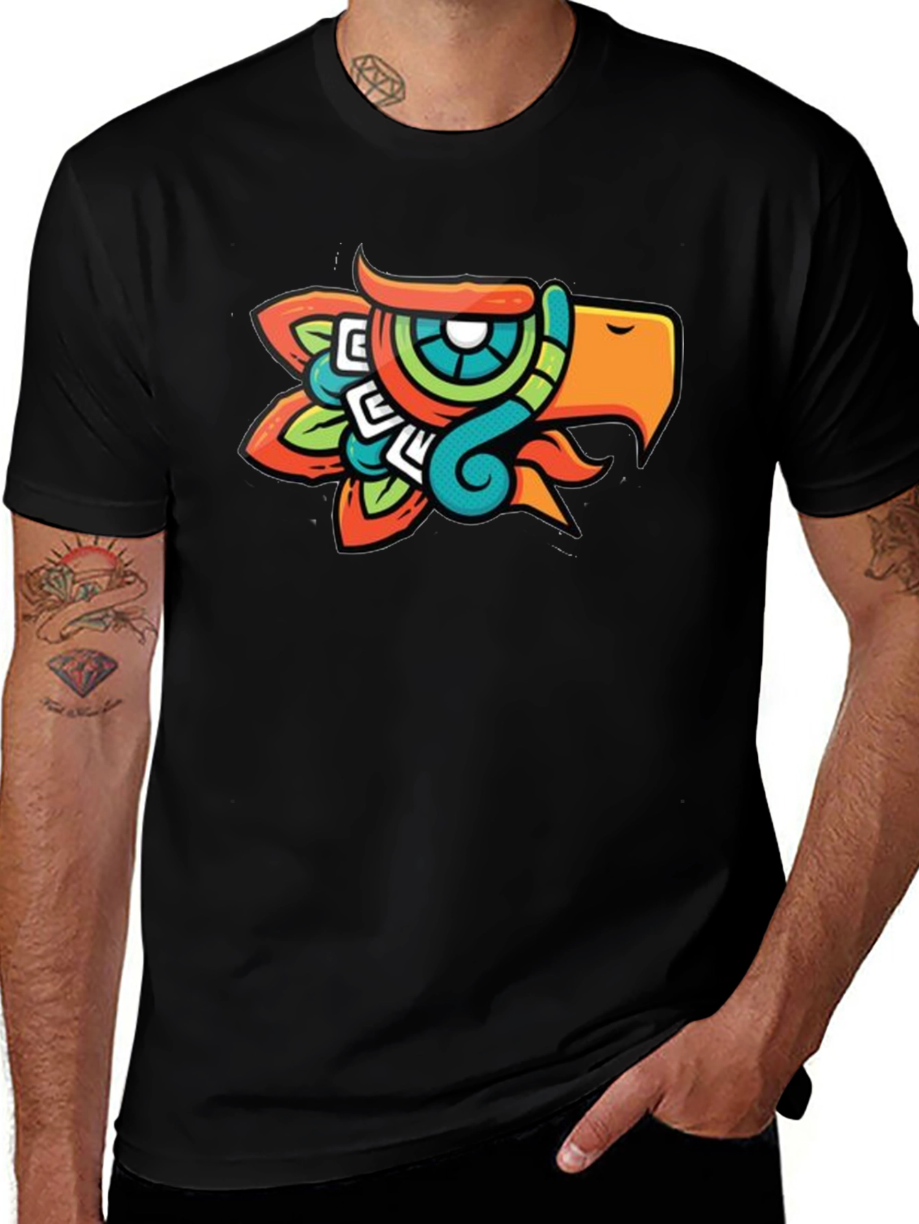 Aztec Eagle Head Graphic T-Shirt