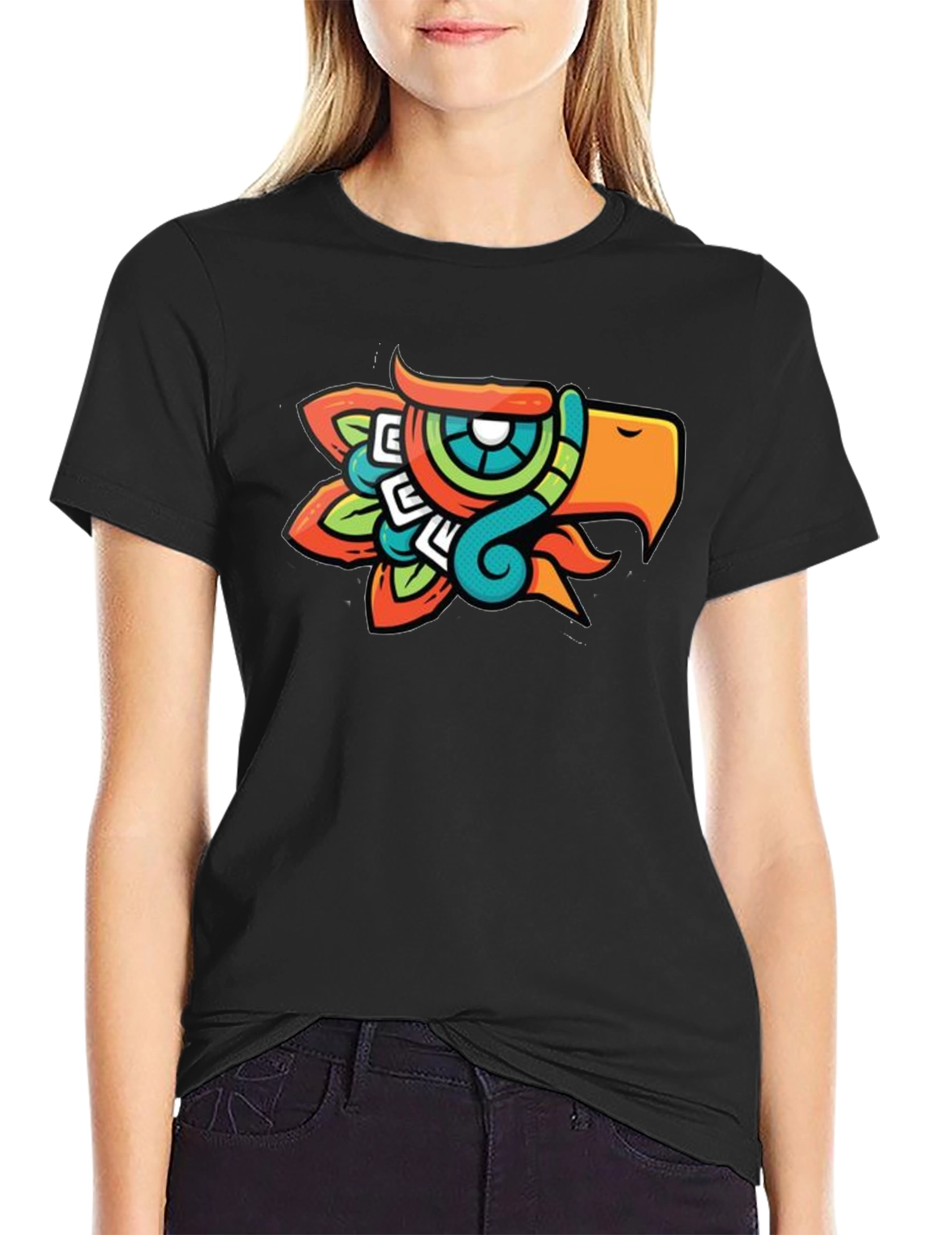 Aztec Eagle Head Graphic T-Shirt