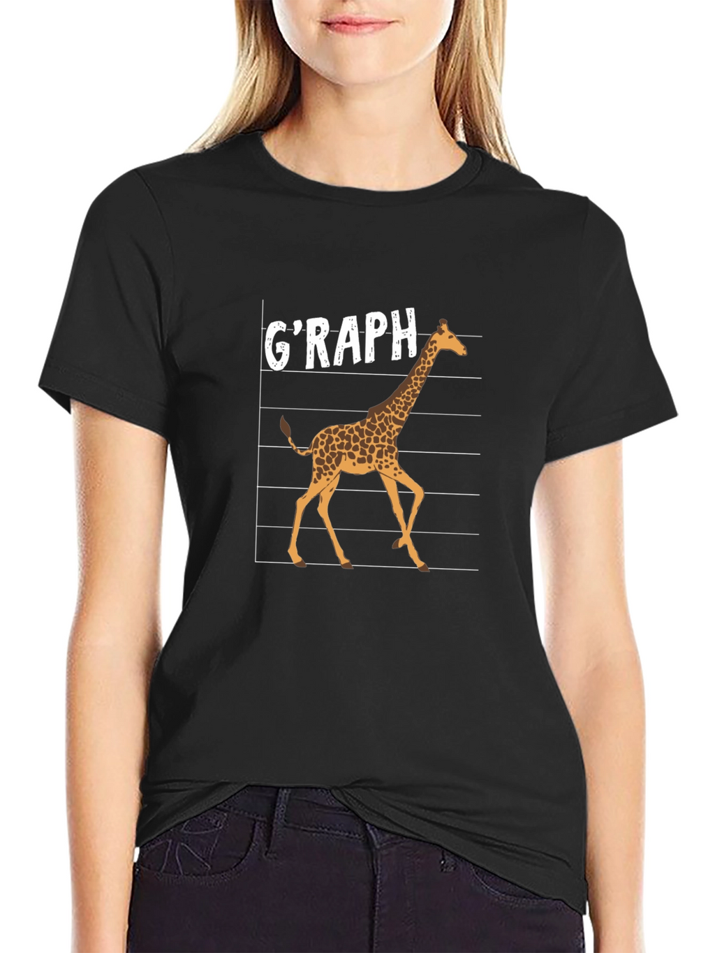 Graph Giraffe Graphic T-Shirt - Black Cotton Tee