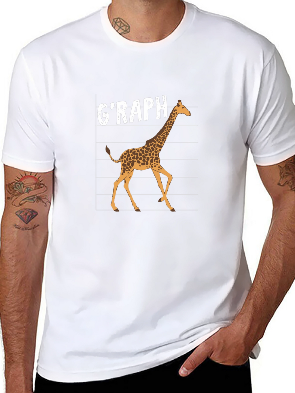 Graph Giraffe Graphic T-Shirt - Black Cotton Tee