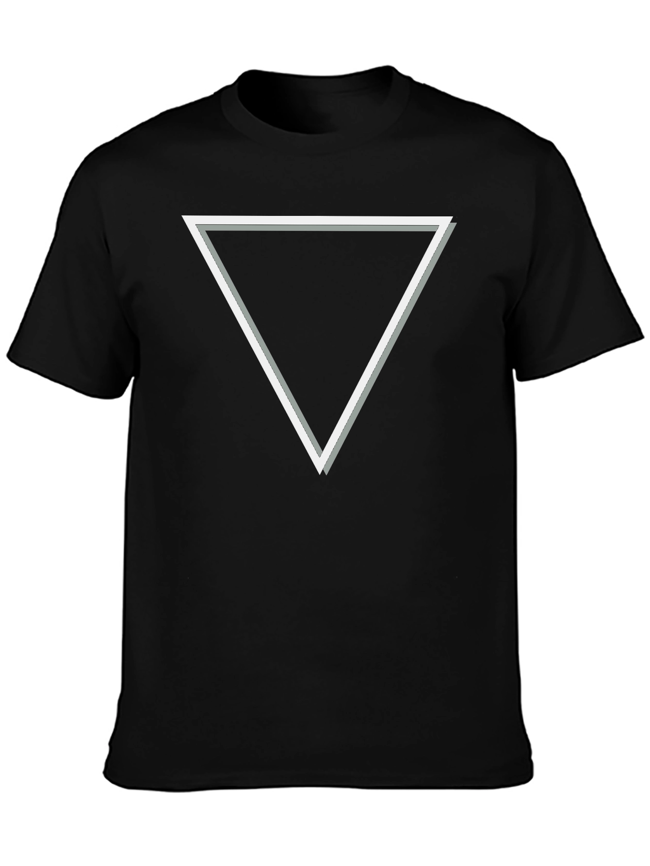 Modern Triangle Graphic Tee - Sleek Black Cotton T-Shirt