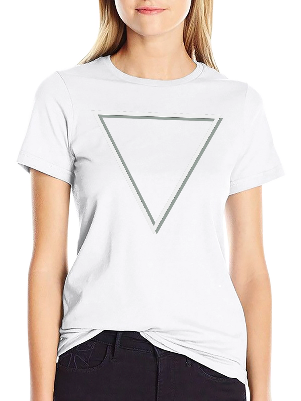Modern Triangle Graphic Tee - Sleek Black Cotton T-Shirt
