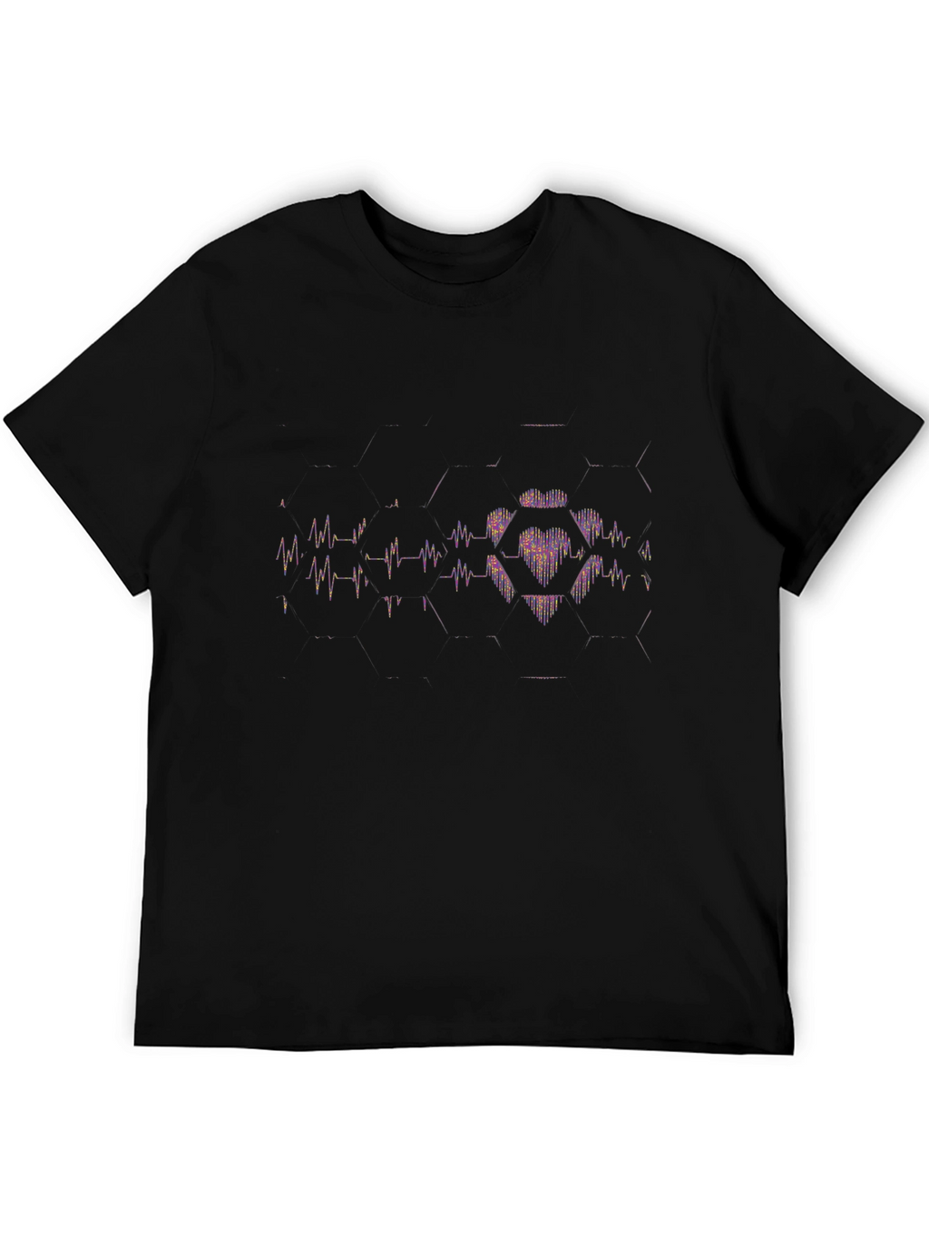 Heartbeat Hex Graphic Black T-Shirt