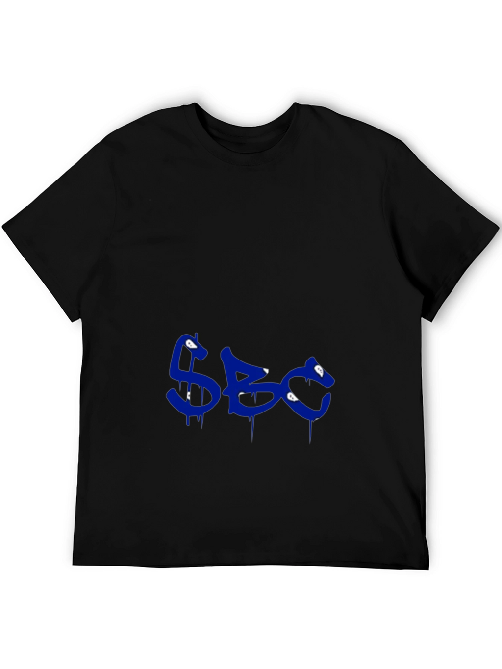 Mens Black Graphic Tee - Blue SBC Print