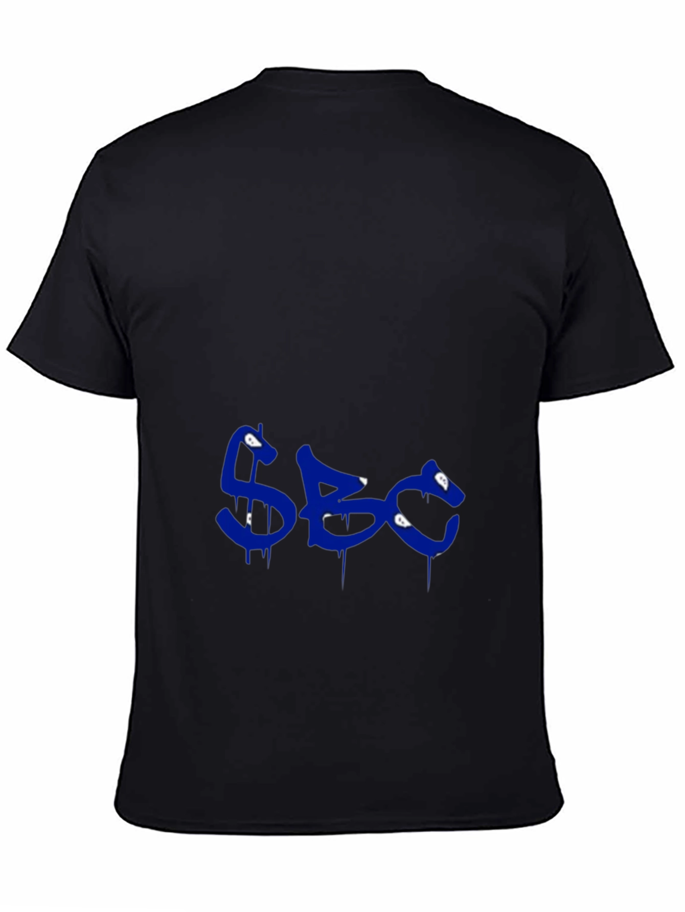 Mens Black Graphic Tee - Blue SBC Print