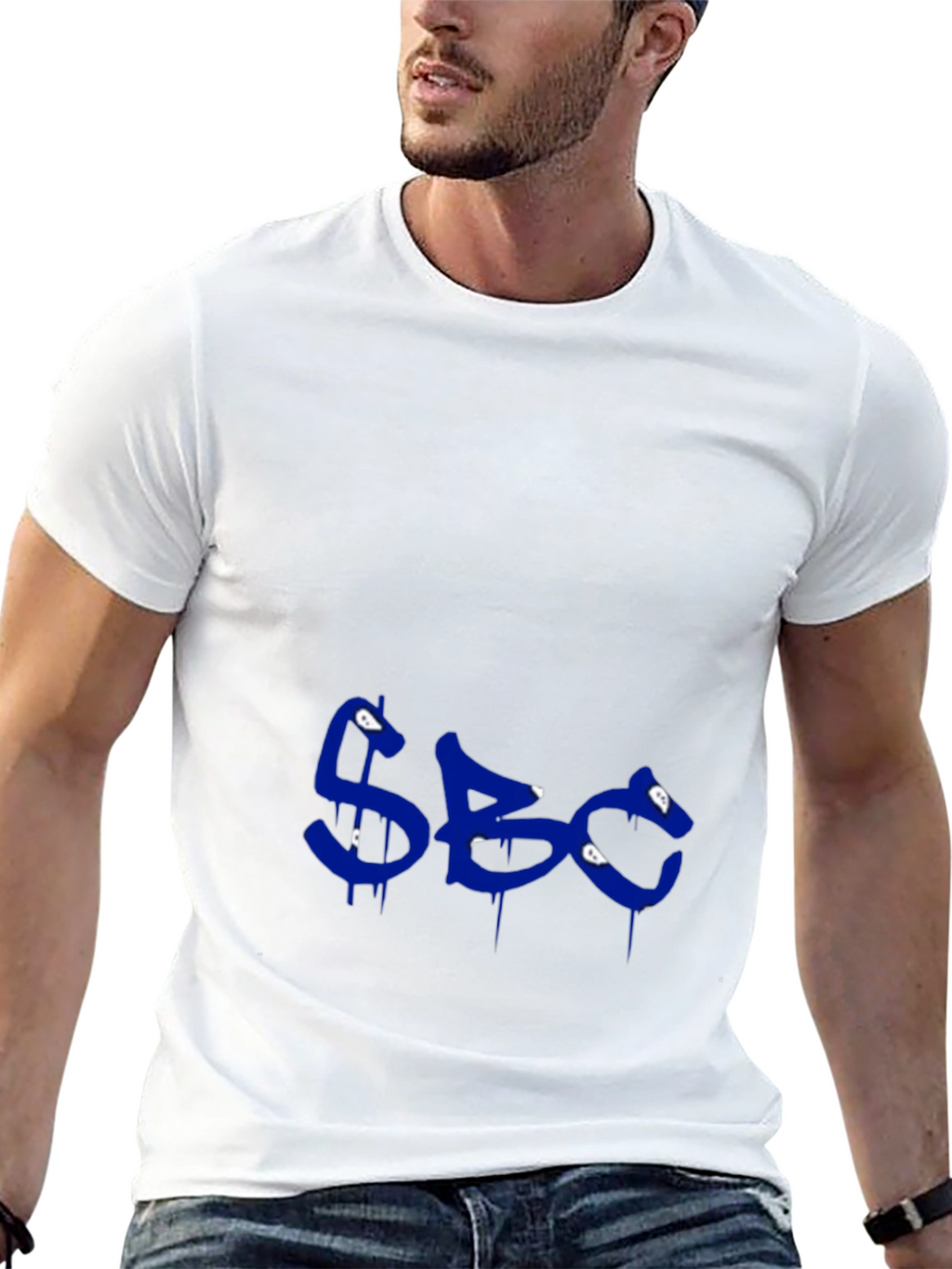 Mens Black Graphic Tee - Blue SBC Print