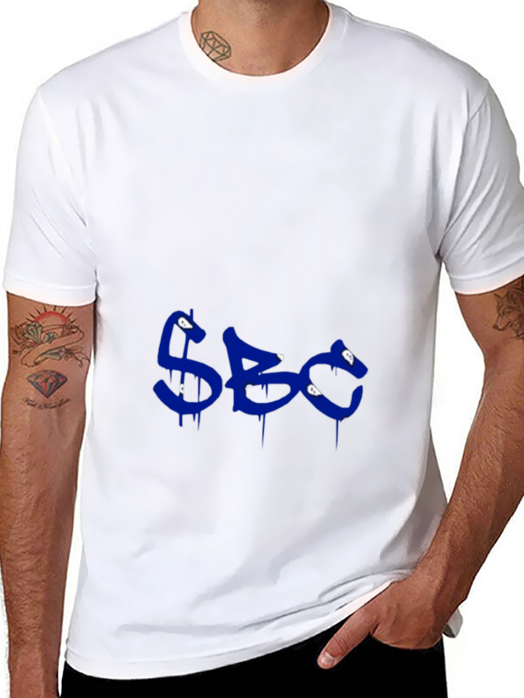 Mens Black Graphic Tee - Blue SBC Print