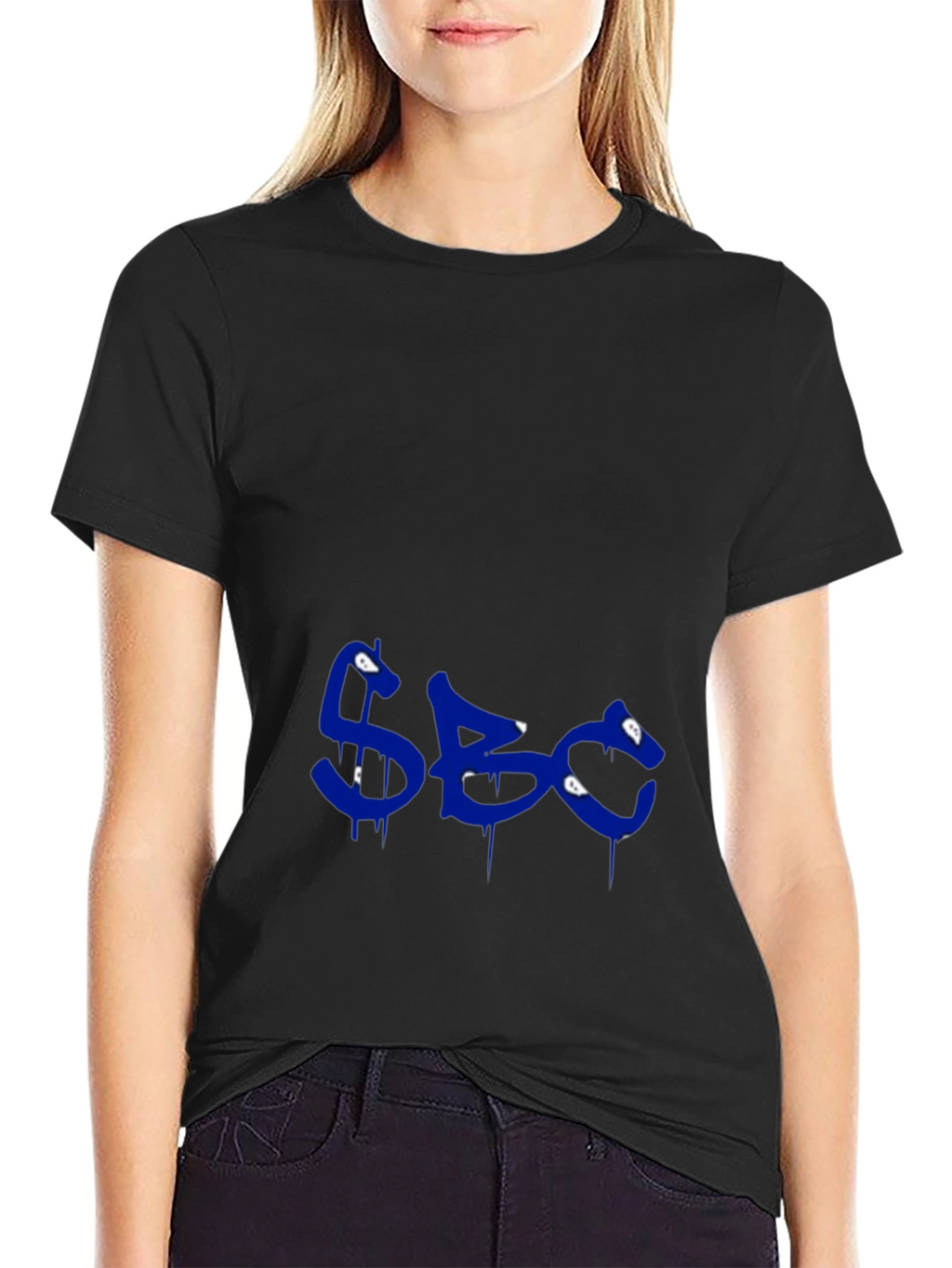 Mens Black Graphic Tee - Blue SBC Print
