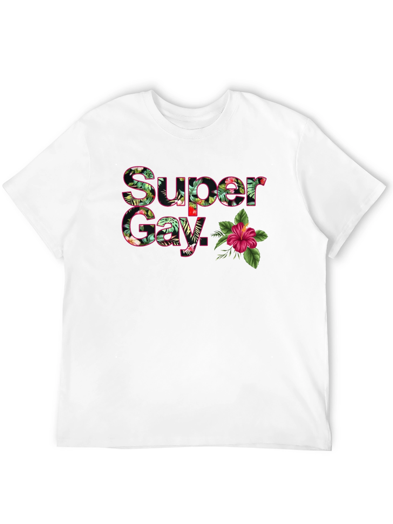Super Gay Tropical Floral Graphic T-Shirt - Black
