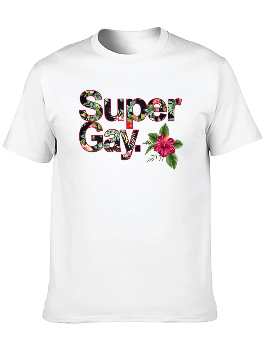 Super Gay Tropical Floral Graphic T-Shirt - Black