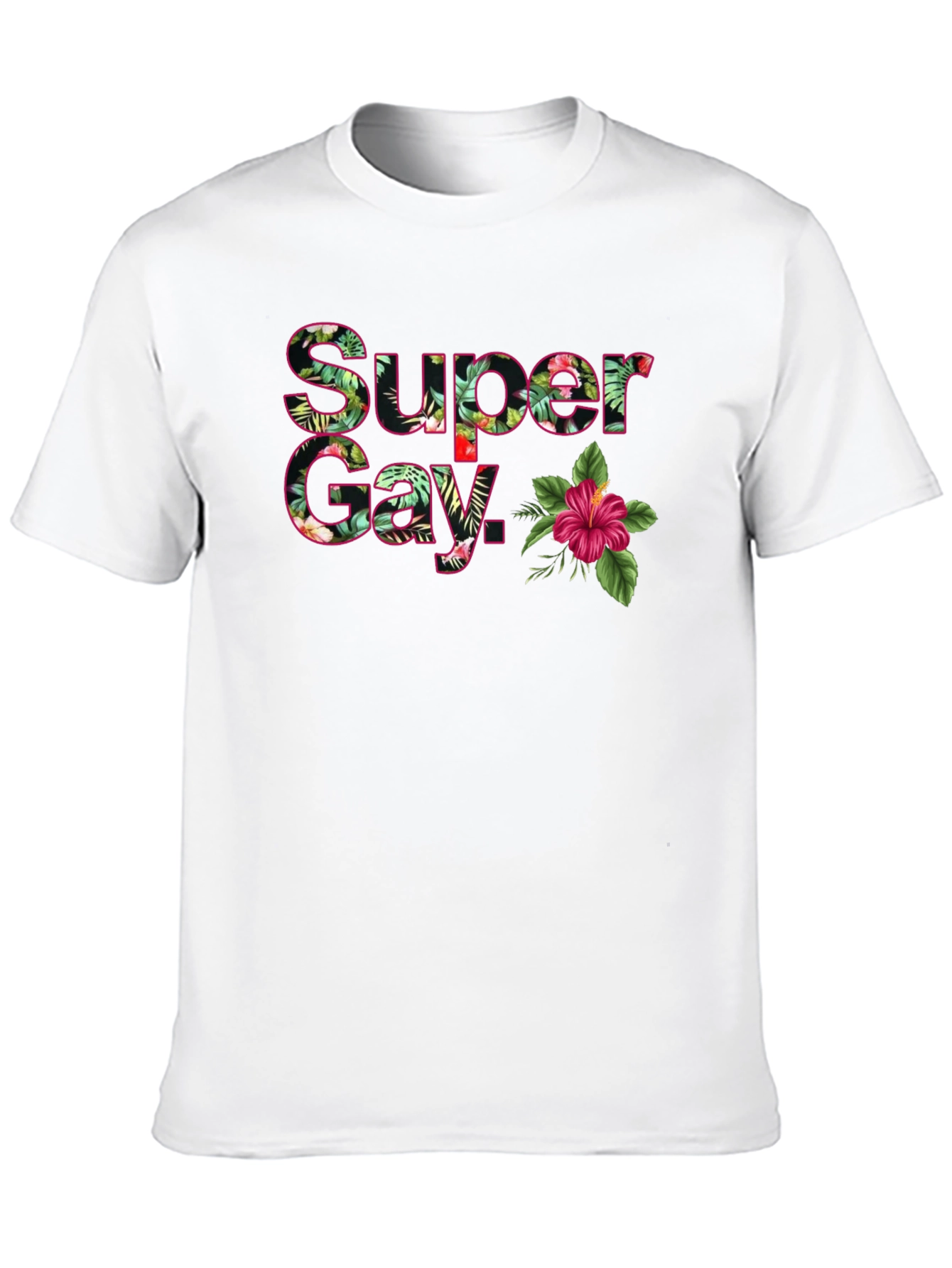 Super Gay Tropical Floral Graphic T-Shirt - Black