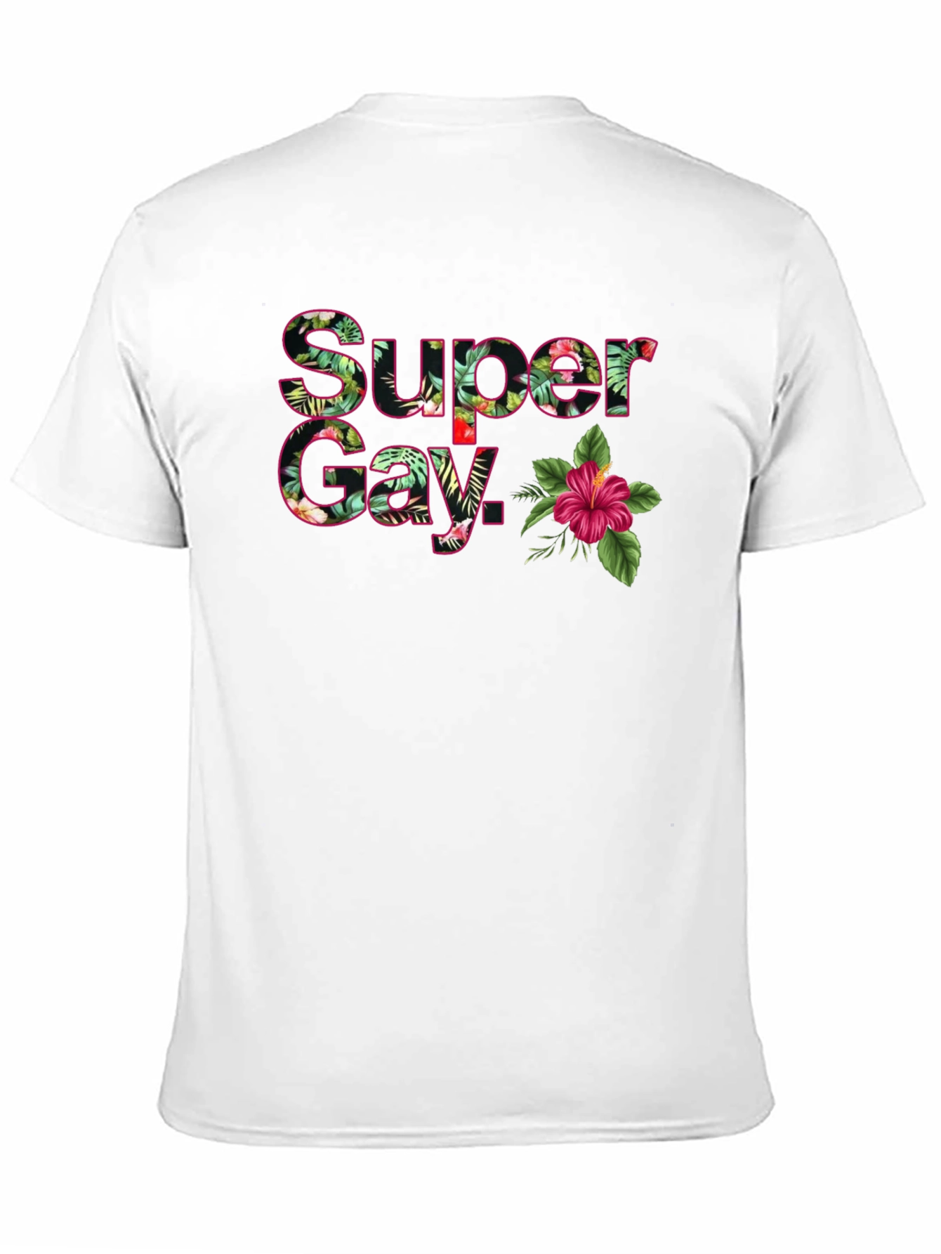Super Gay Tropical Floral Graphic T-Shirt - Black