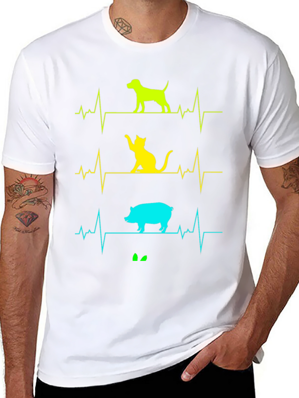 Animal Heartbeat T-Shirt - Dog Cat Pig Graphic Tee