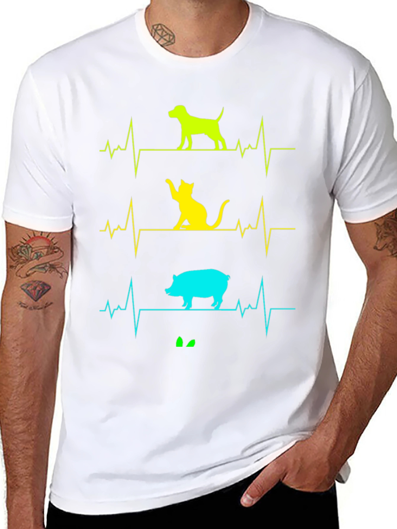 Animal Heartbeat T-Shirt - Dog Cat Pig Graphic Tee