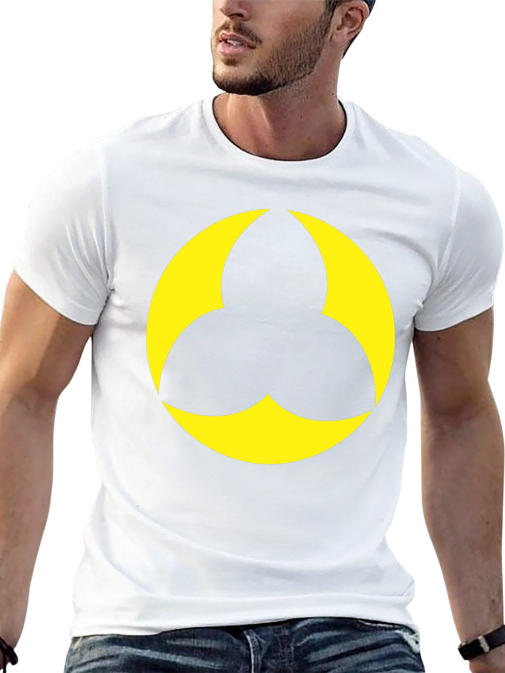 Black T-Shirt with Geometric Yellow Design