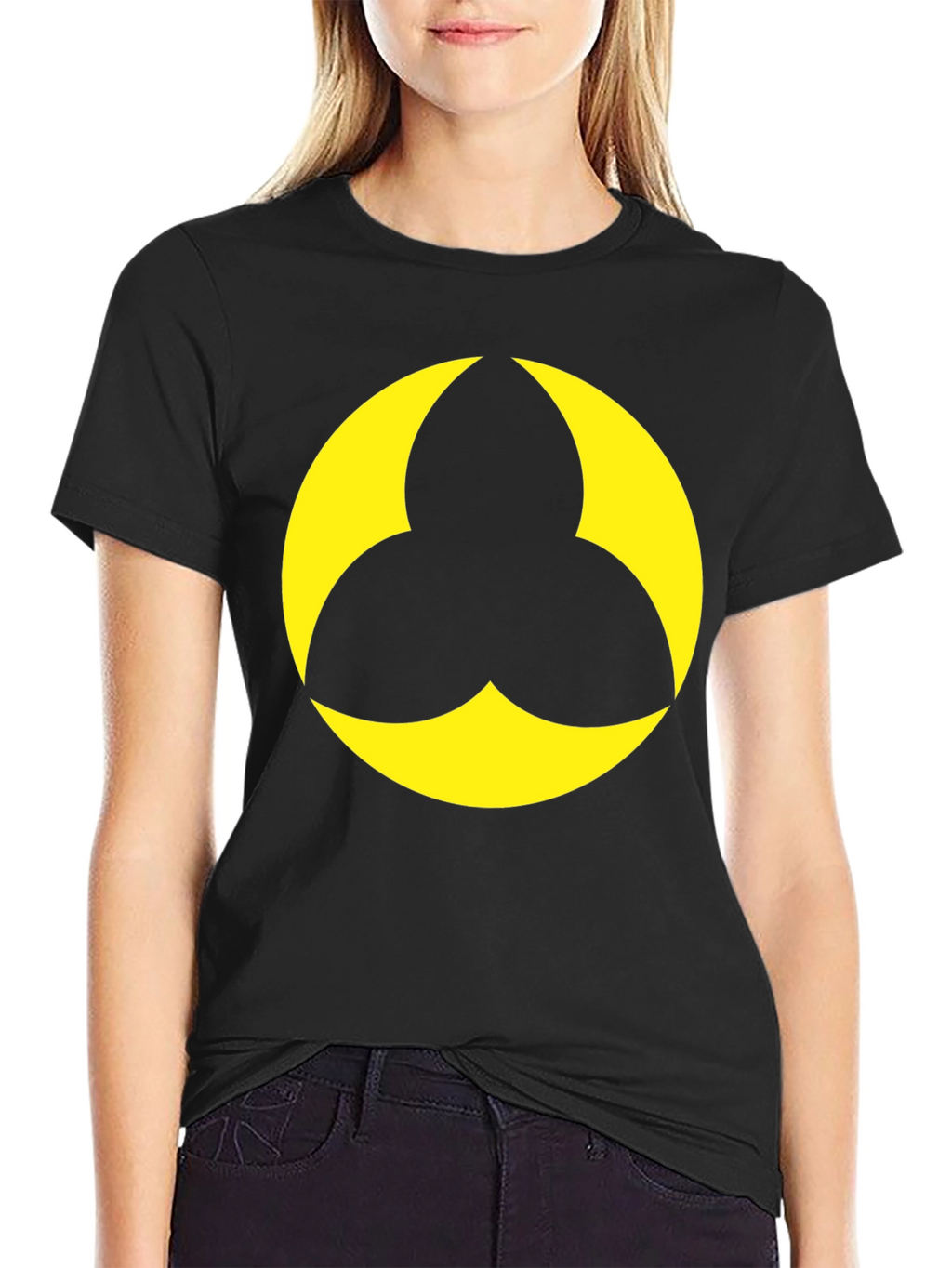 Black T-Shirt with Geometric Yellow Design