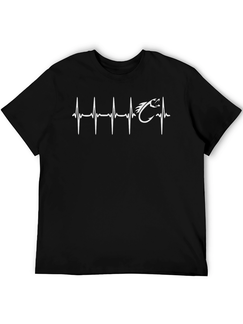 Fishing Heartbeat T-Shirt - Black