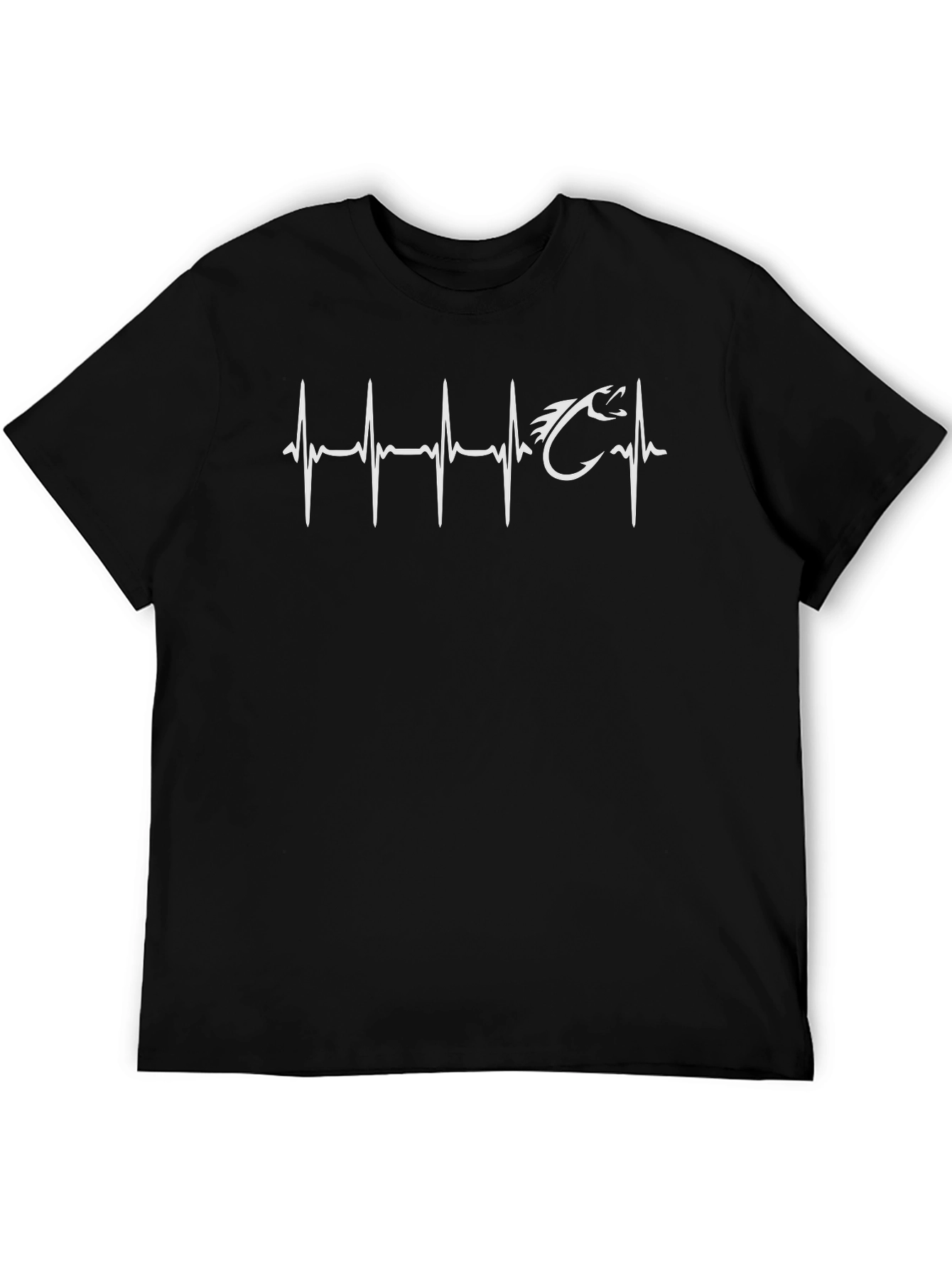 Fishing Heartbeat T-Shirt - Black