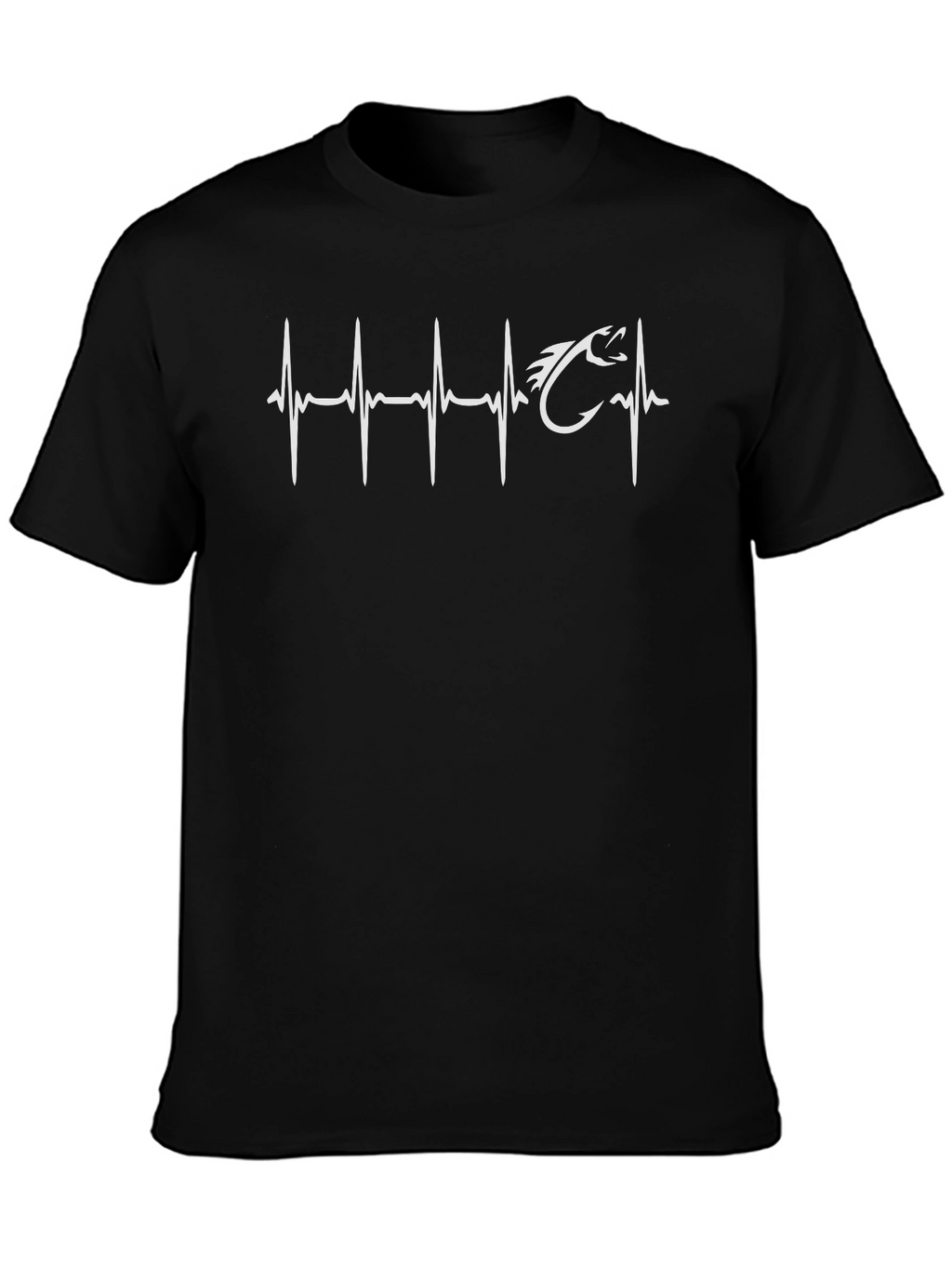 Fishing Heartbeat T-Shirt - Black