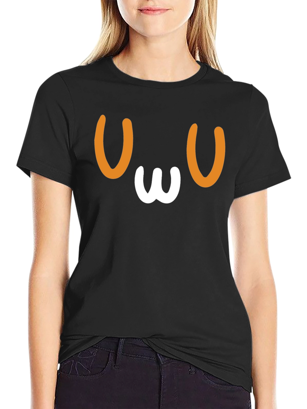 OwO Face Graphic Tee - Black Cotton Comfort