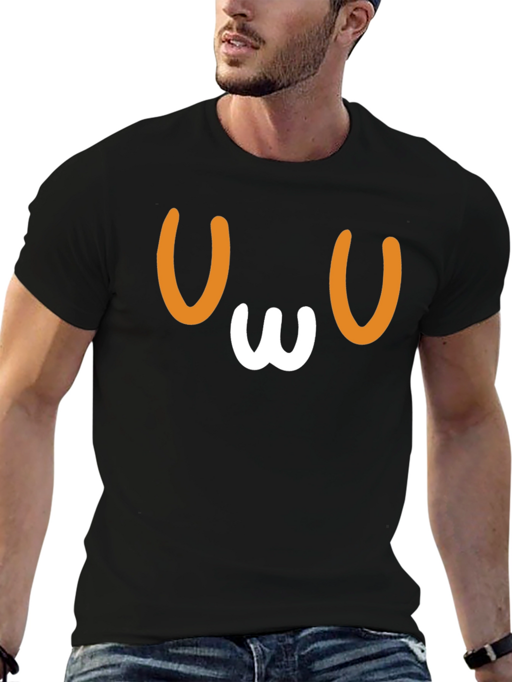 OwO Face Graphic Tee - Black Cotton Comfort