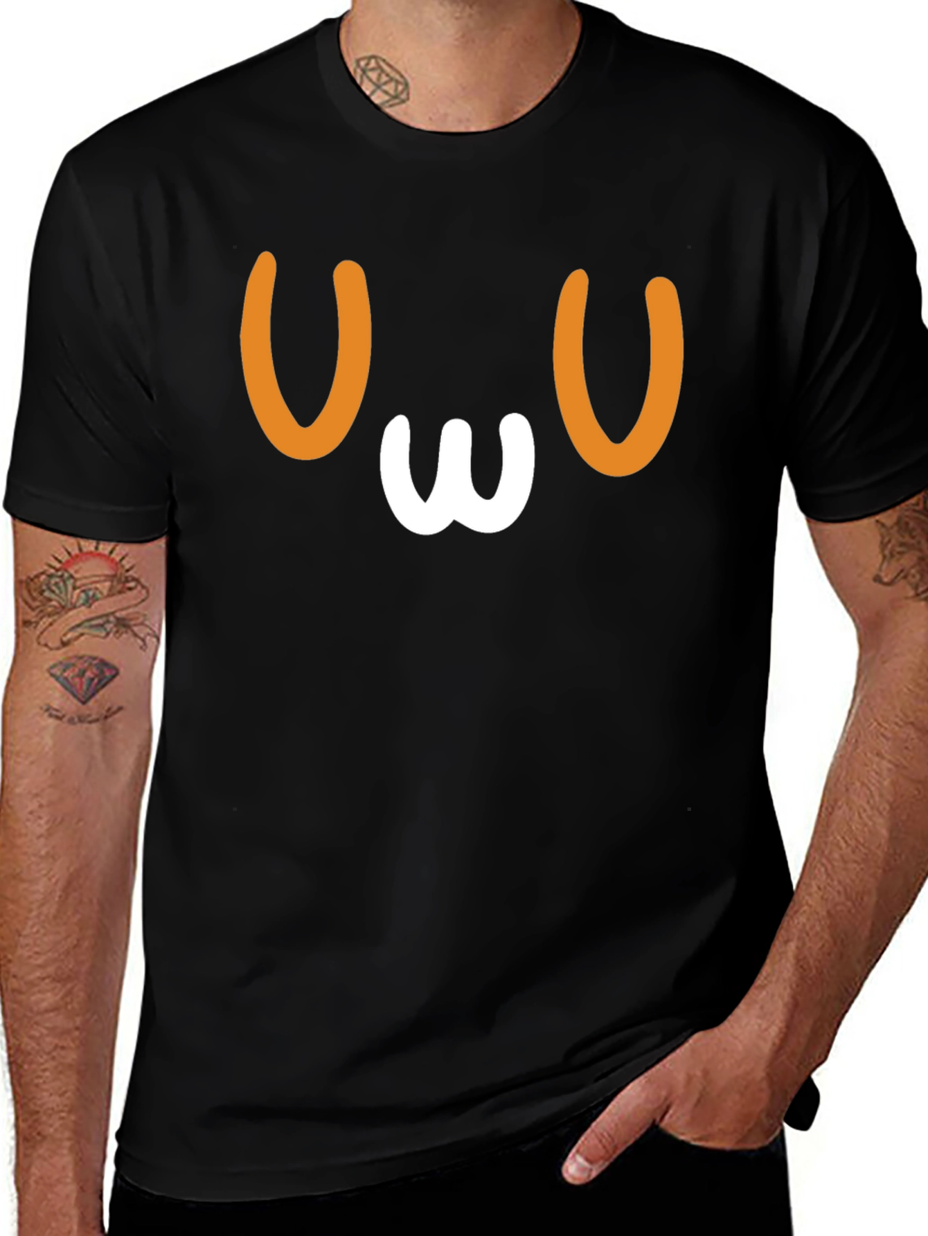 OwO Face Graphic Tee - Black Cotton Comfort