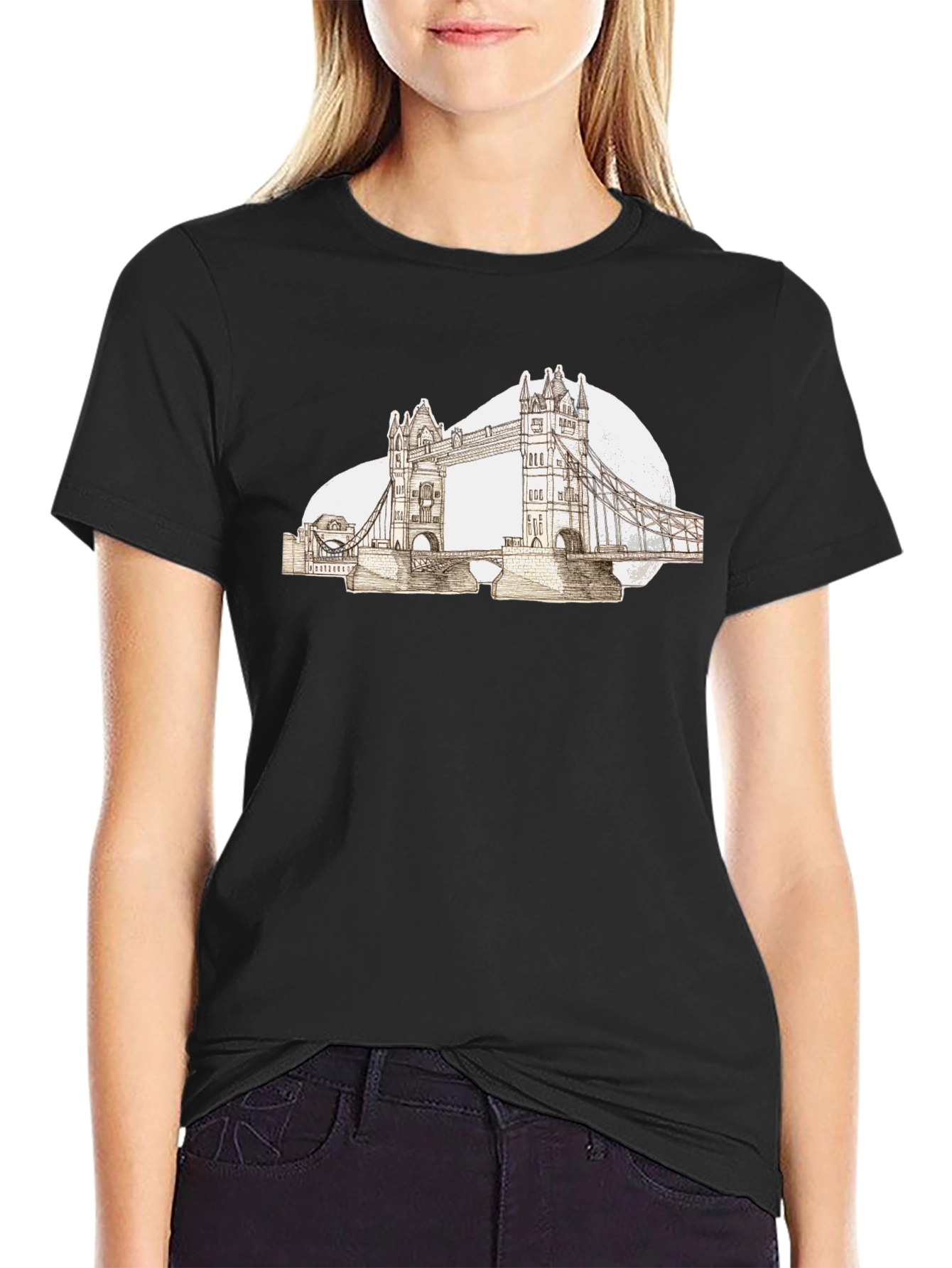 London Bridge Graphic Tee - Black Cotton T-Shirt